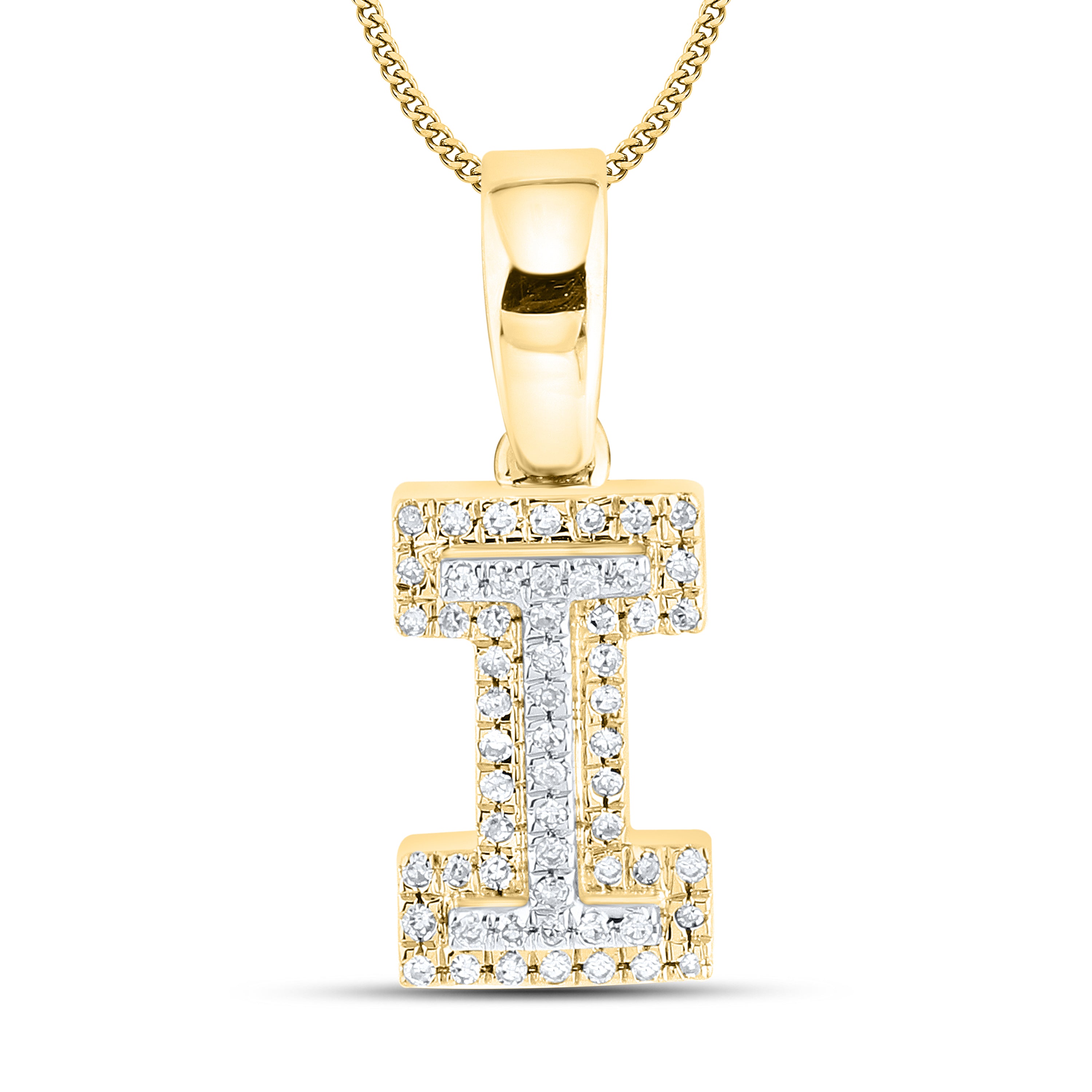 10kt yellow gold 0.10 ctw Diamond Initial I Charm