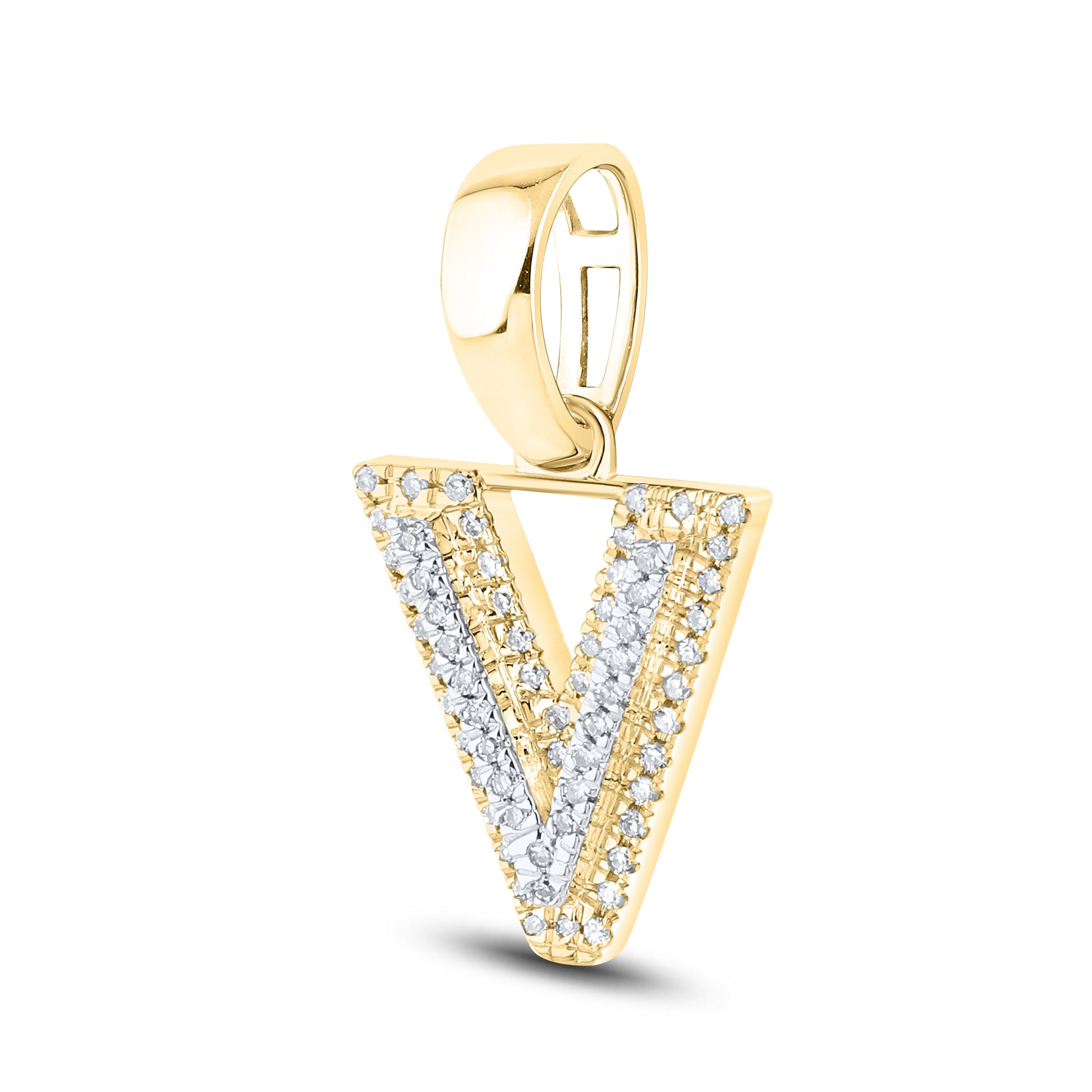 10kt yellow gold 0.10 ctw Diamond Initial V Charm