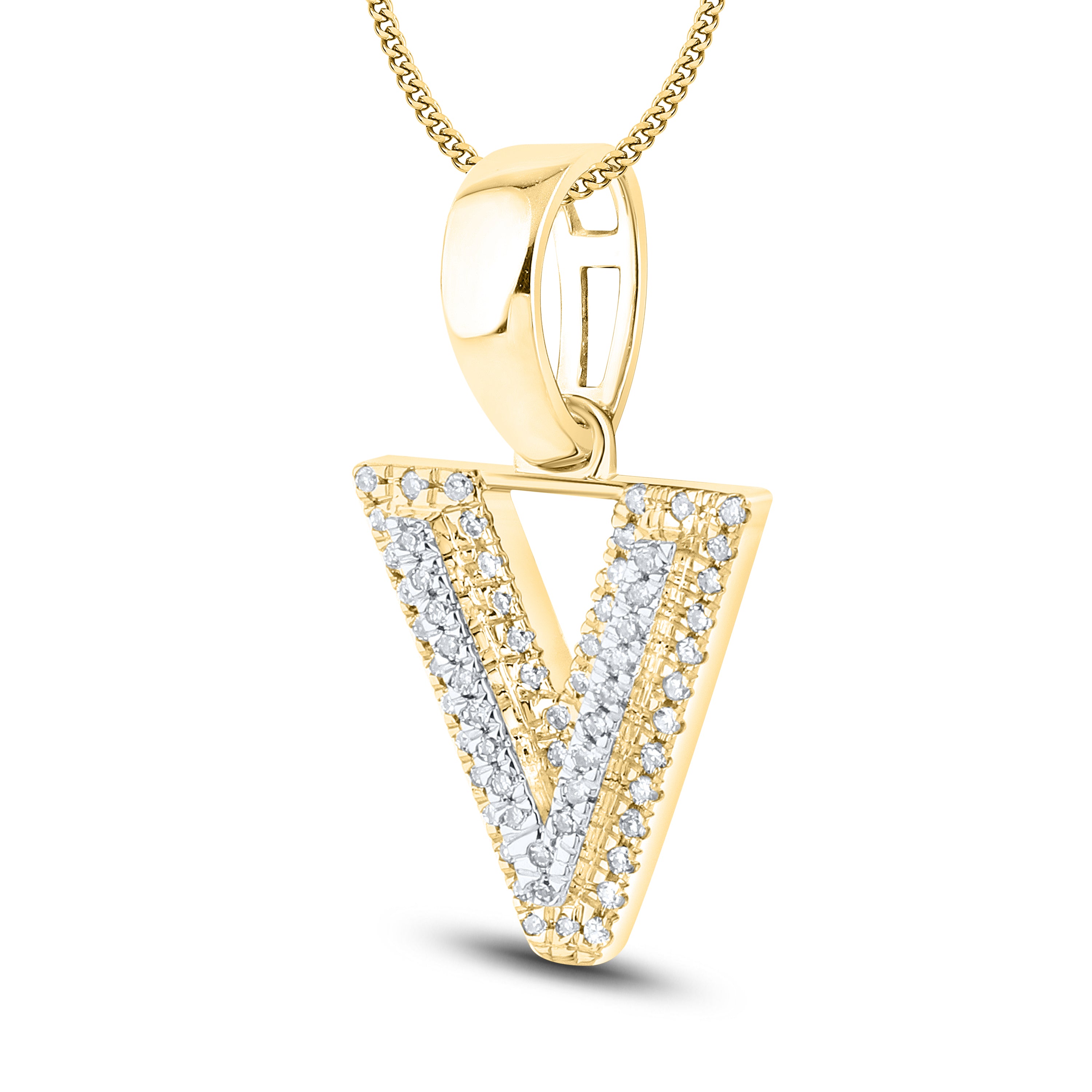 10kt yellow gold 0.10 ctw Diamond Initial V Charm