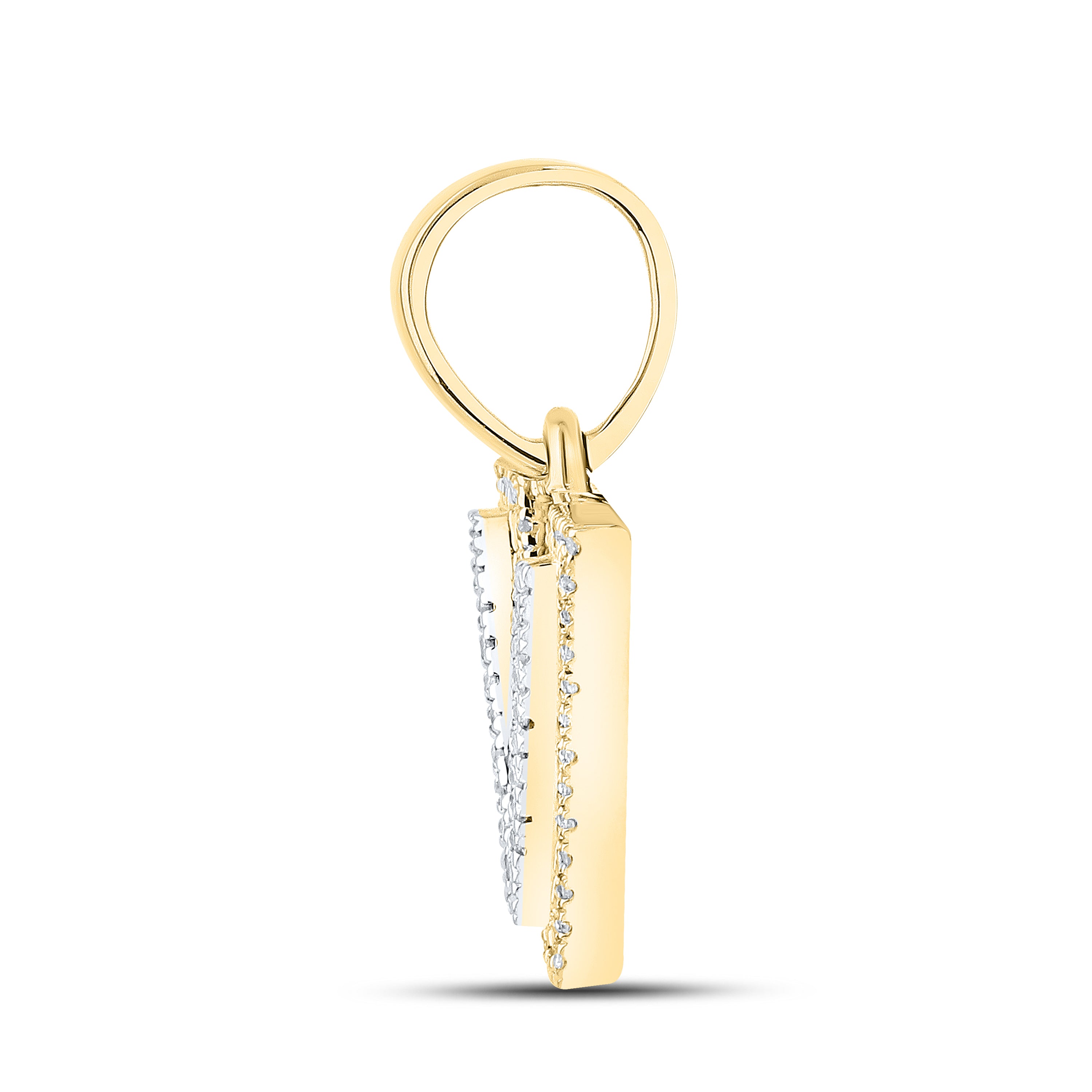 10kt yellow gold 0.10 ctw Diamond Initial V Charm