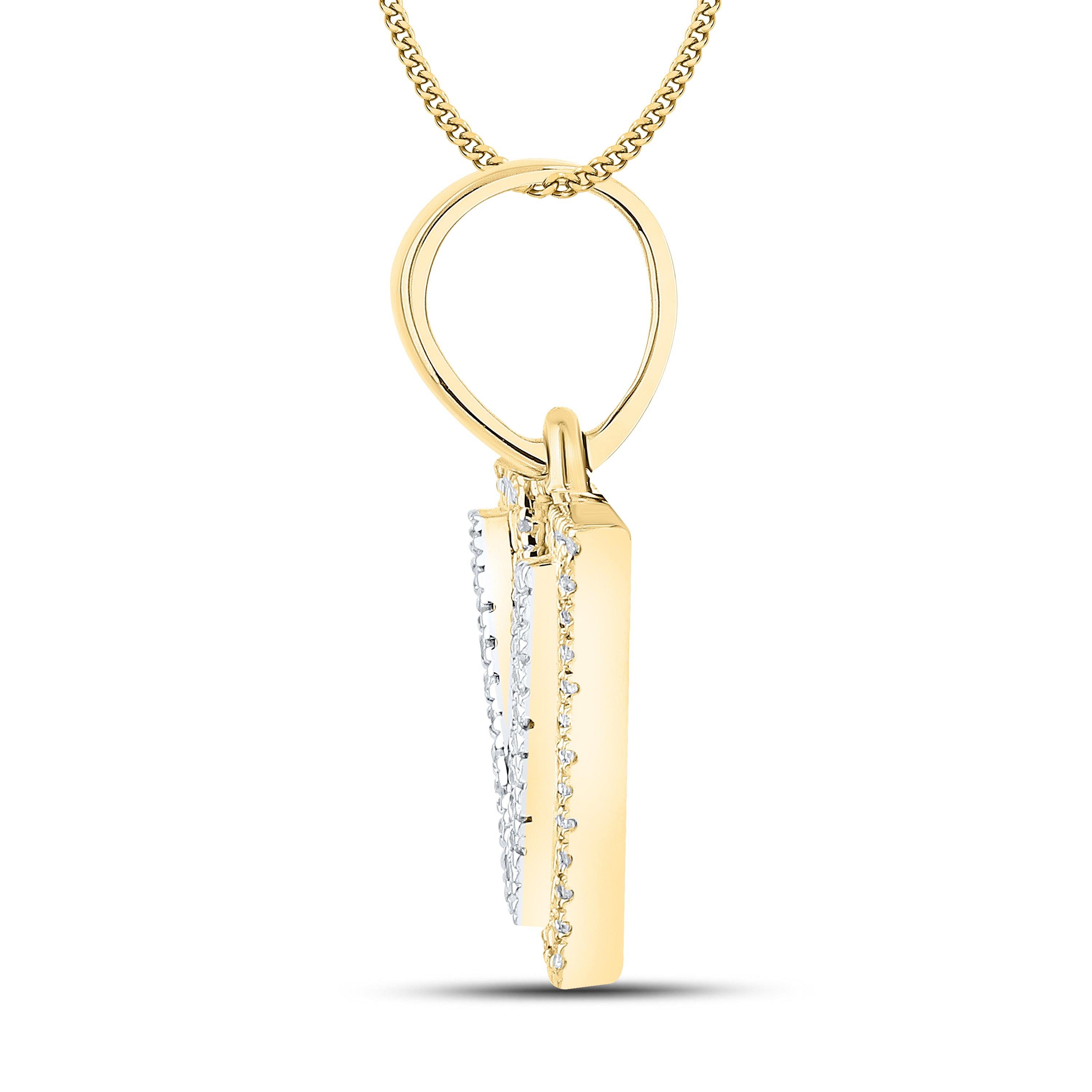 10kt yellow gold 0.10 ctw Diamond Initial V Charm