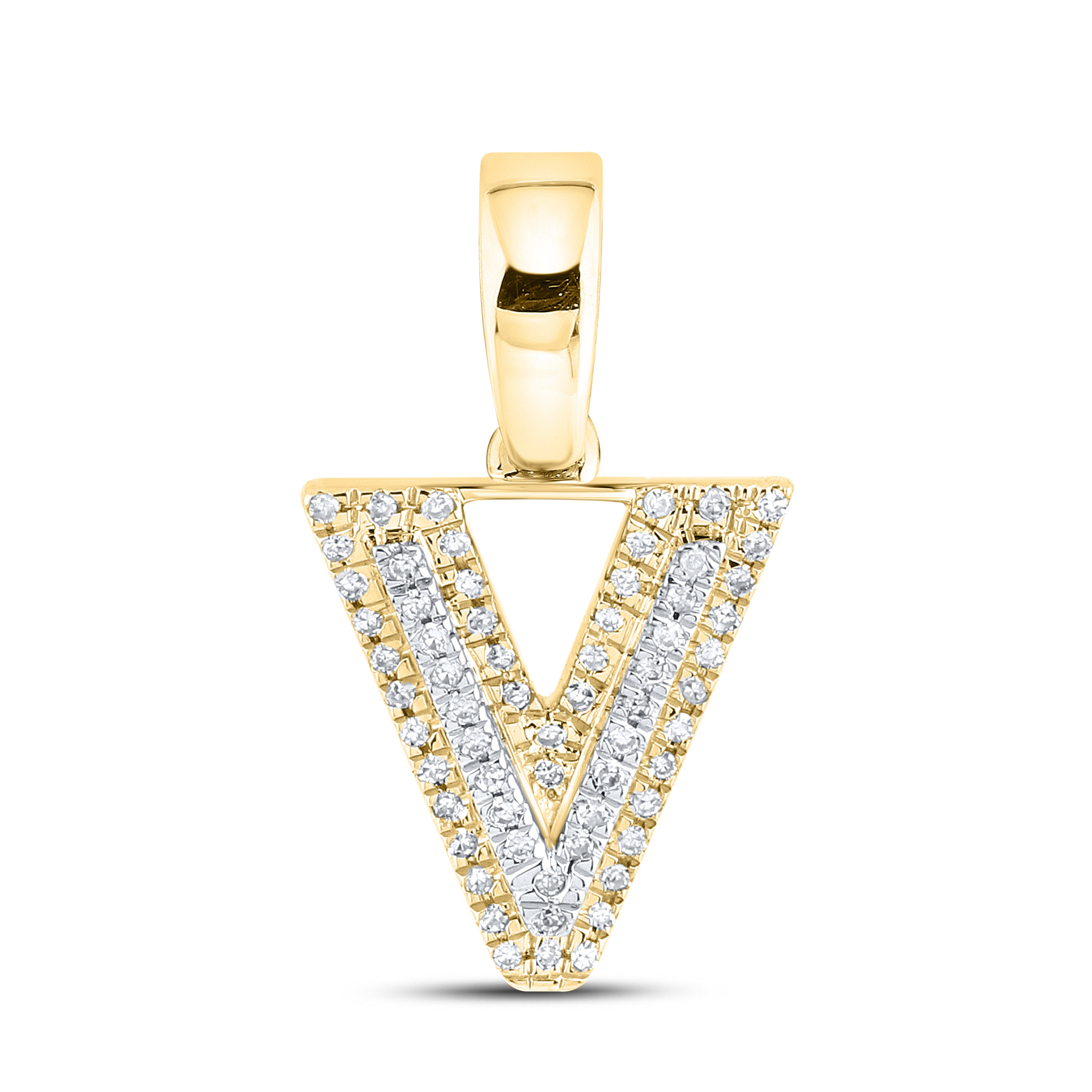 10kt yellow gold 0.10 ctw Diamond Initial V Charm