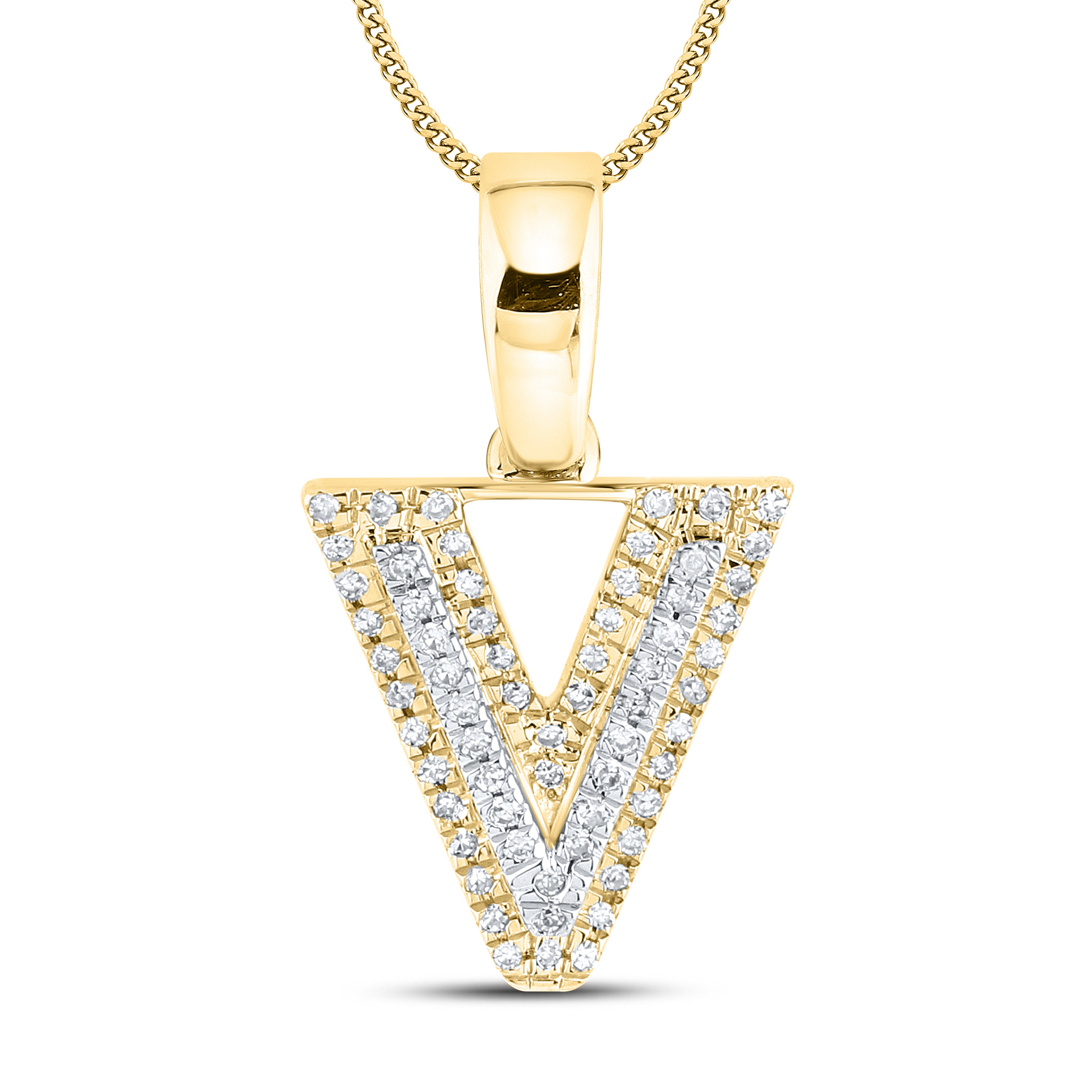 10kt yellow gold 0.10 ctw Diamond Initial V Charm