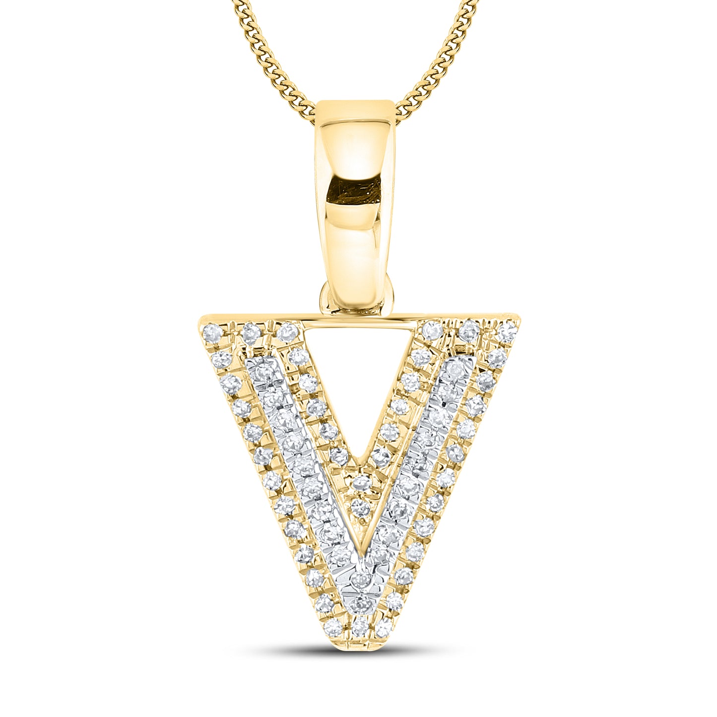 10kt yellow gold 0.10 ctw Diamond Initial V Charm
