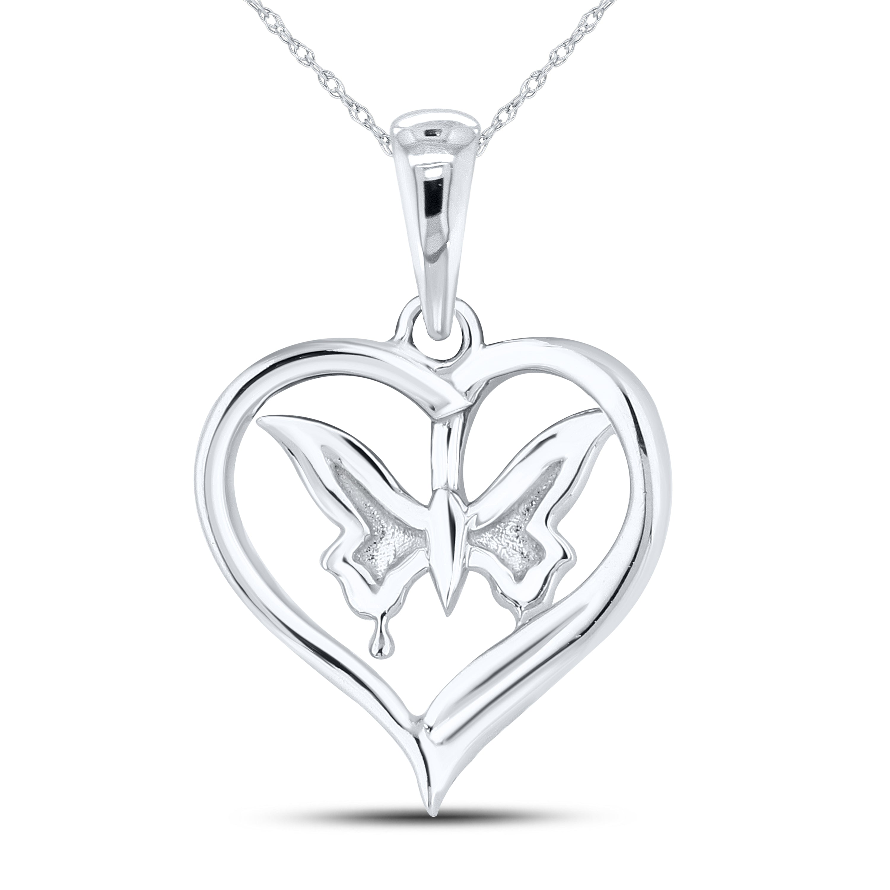 14kt White Gold 0.10 CTW  Diamond Heart Pendant