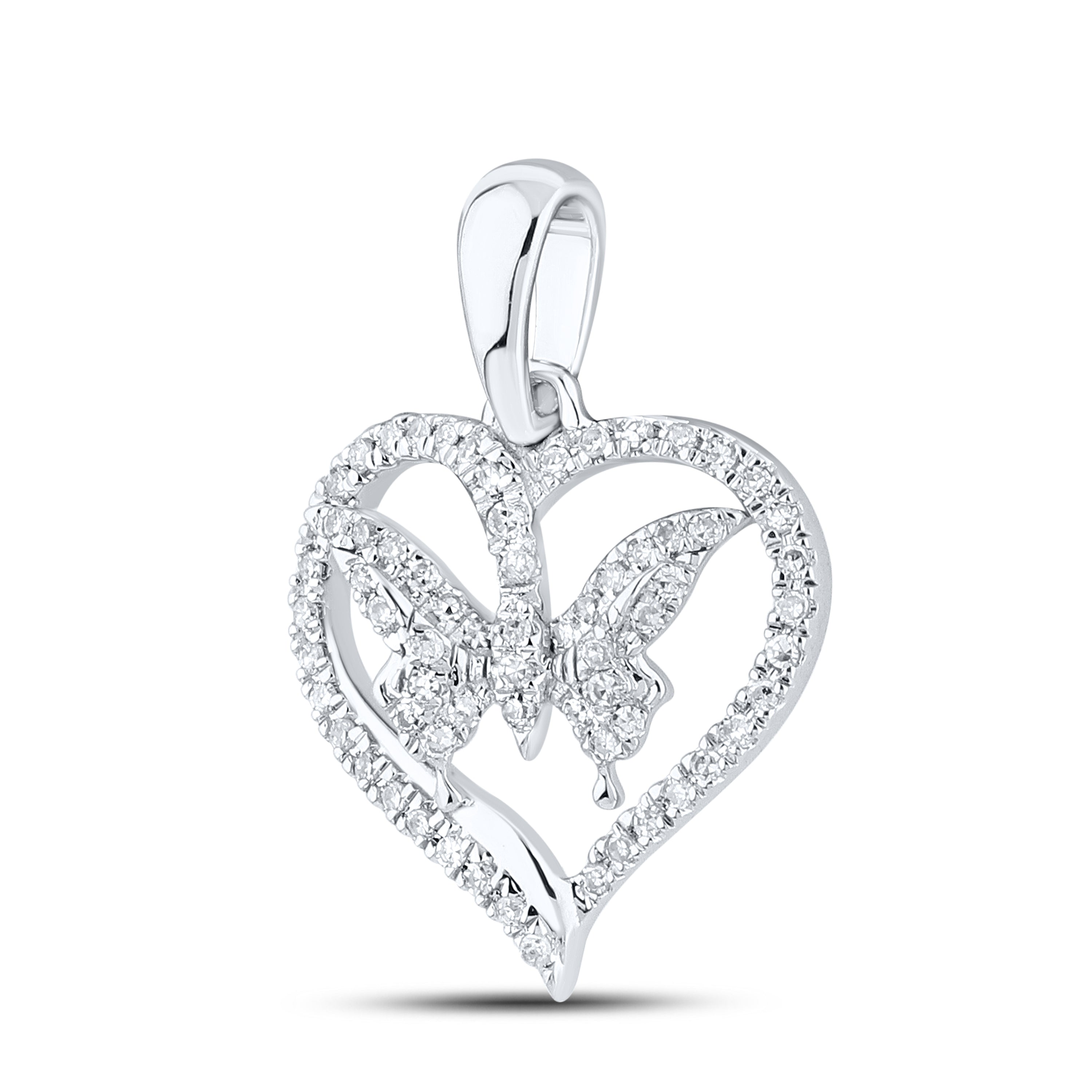 14kt White Gold 0.10 CTW  Diamond Heart Pendant