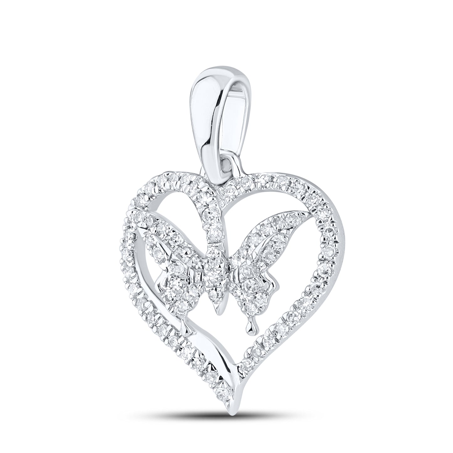 14kt White Gold 0.10 CTW  Diamond Heart Pendant
