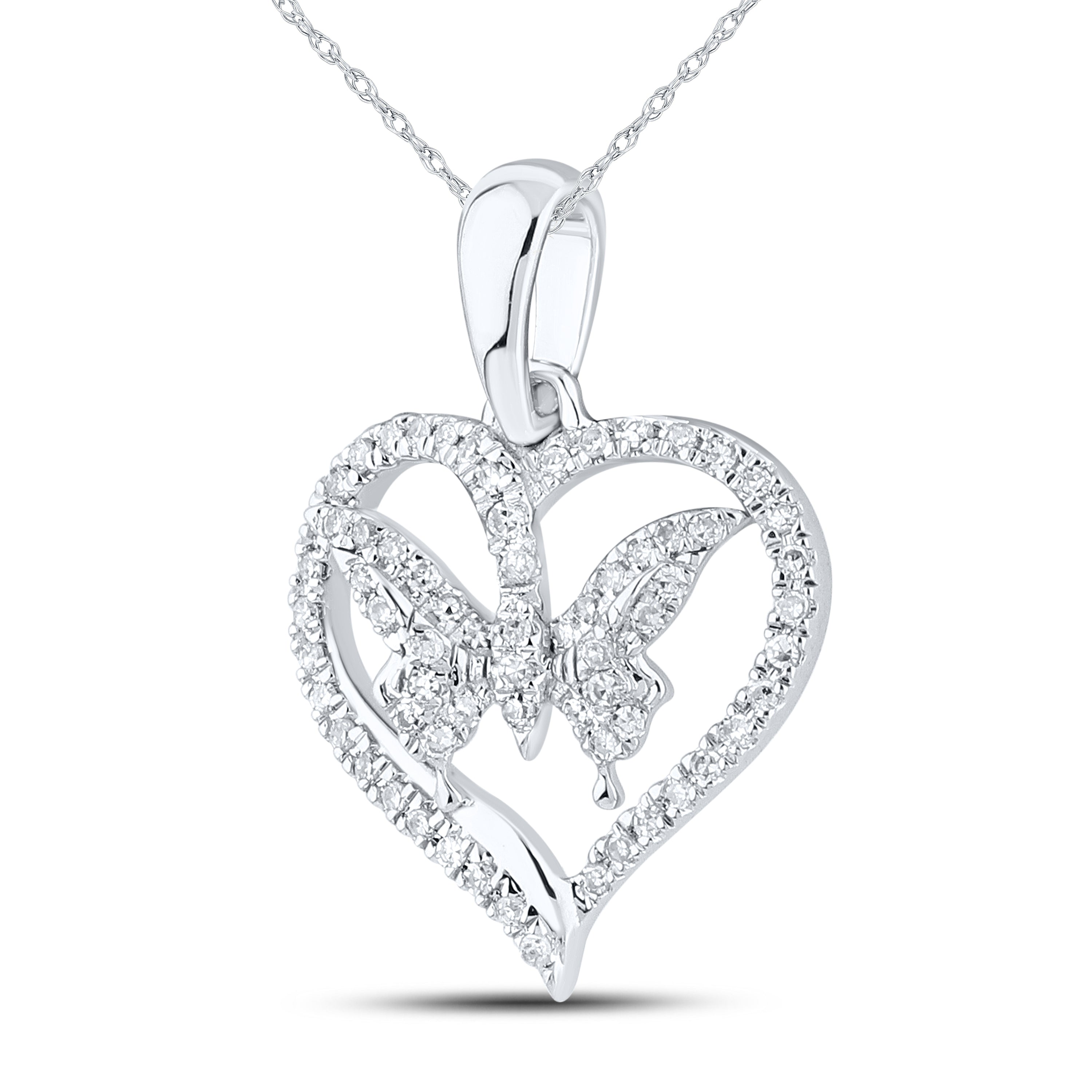 14kt White Gold 0.10 CTW  Diamond Heart Pendant