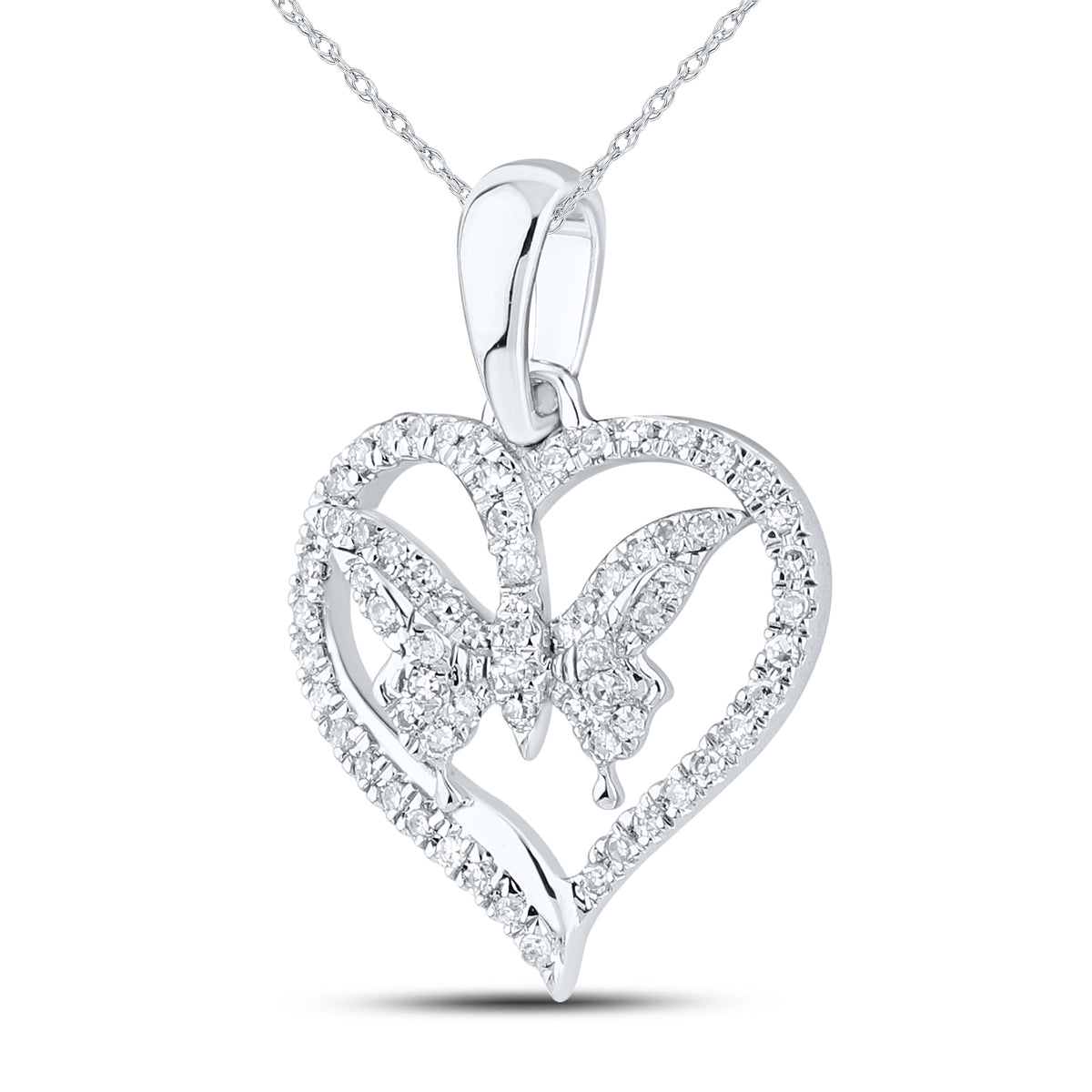 14kt White Gold 0.10 CTW  Diamond Heart Pendant
