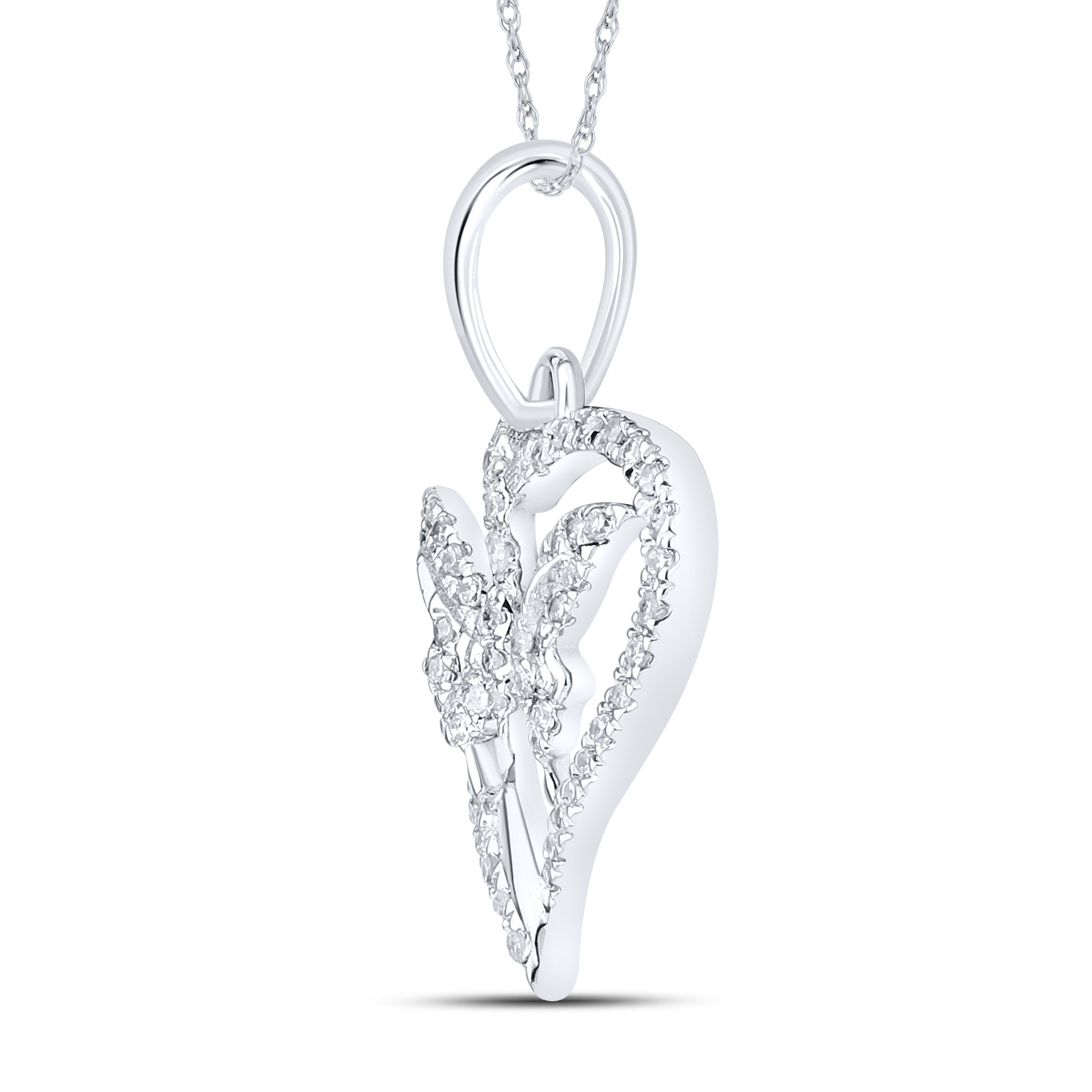 14kt White Gold 0.10 CTW  Diamond Heart Pendant
