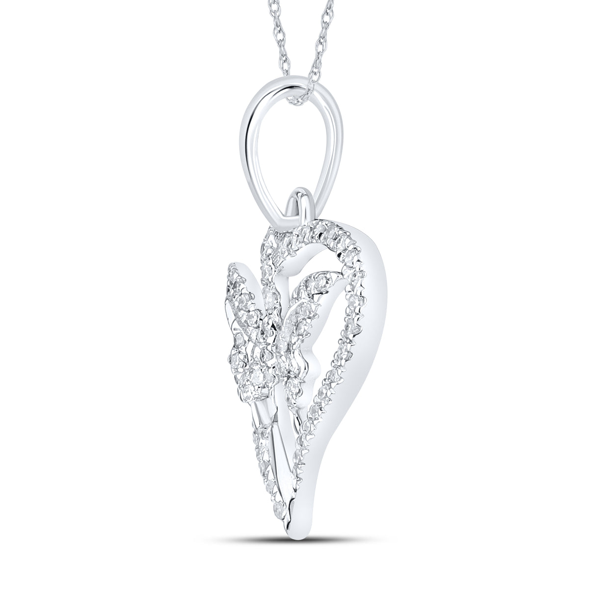 14kt White Gold 0.10 CTW  Diamond Heart Pendant