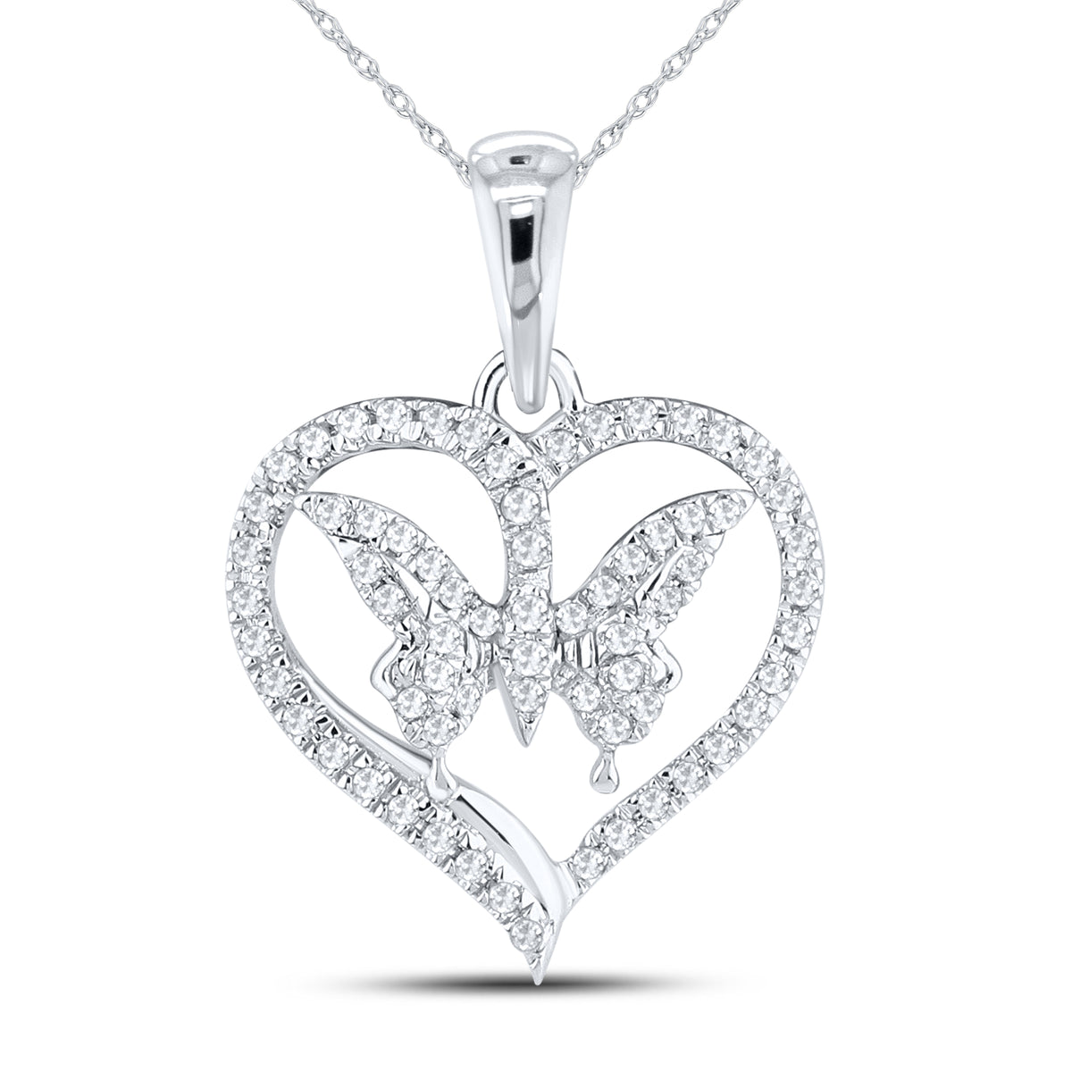 14kt White Gold 0.10 CTW  Diamond Heart Pendant