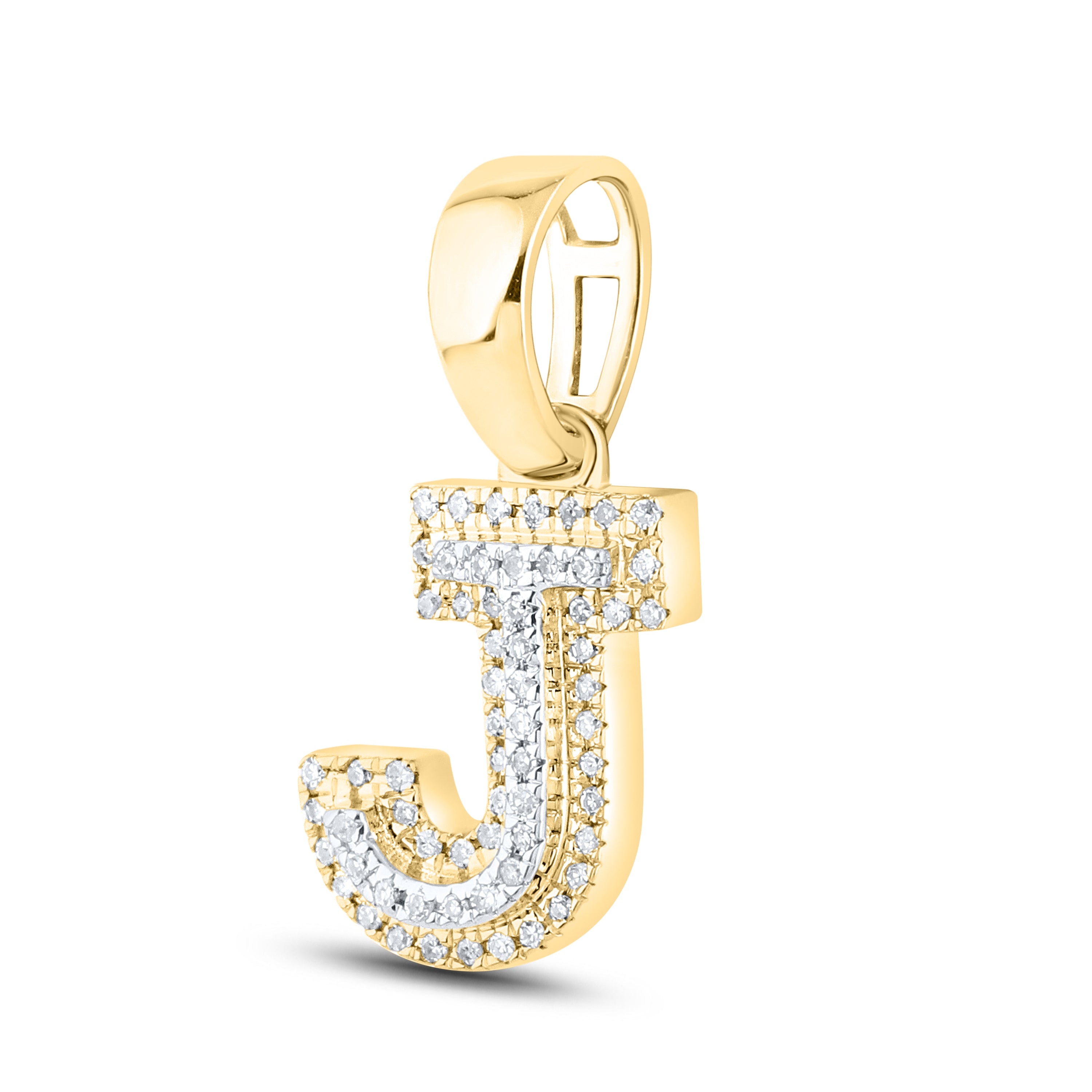 10kt yellow gold 0.10 ctw Diamond Initial J Charm