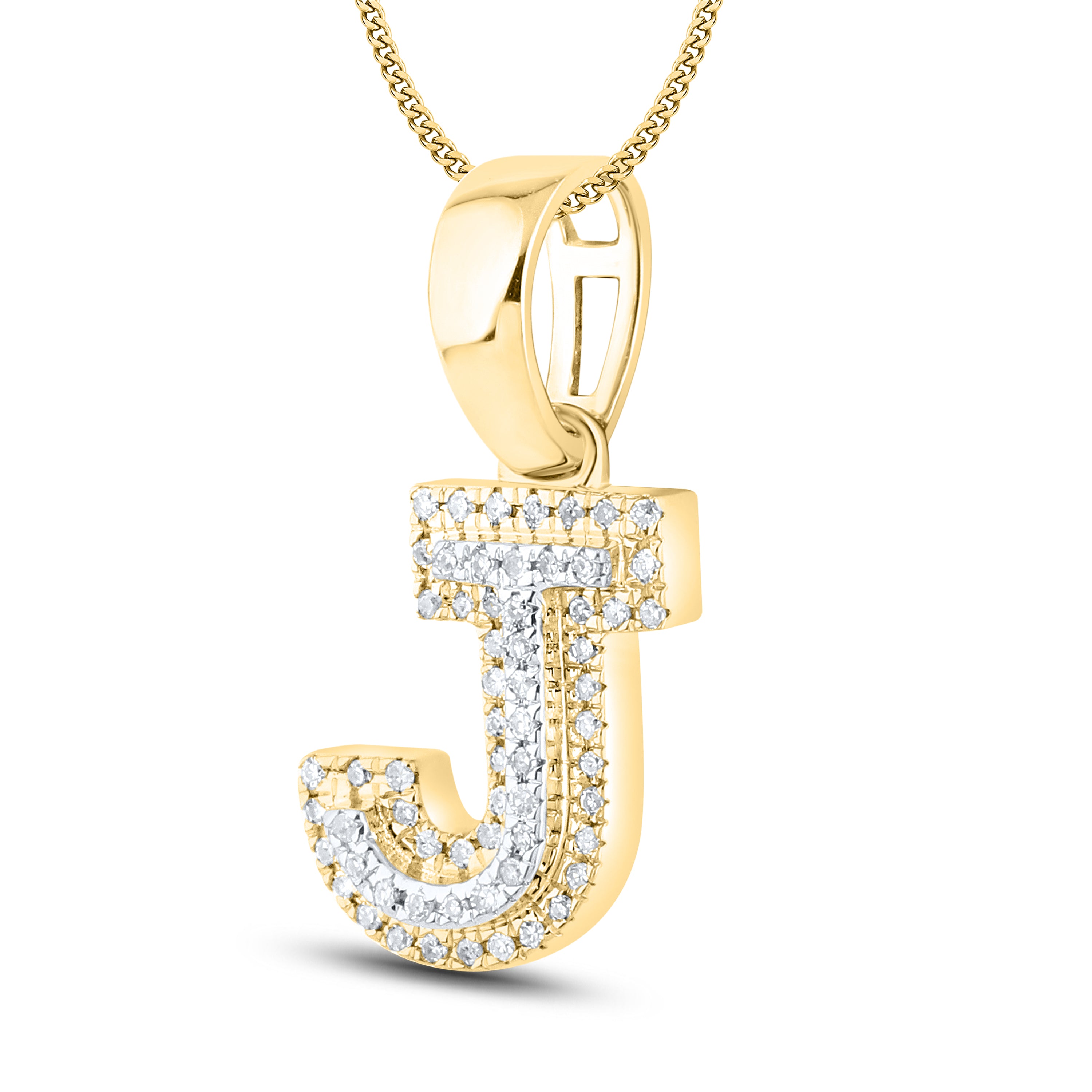 10kt yellow gold 0.10 ctw Diamond Initial J Charm
