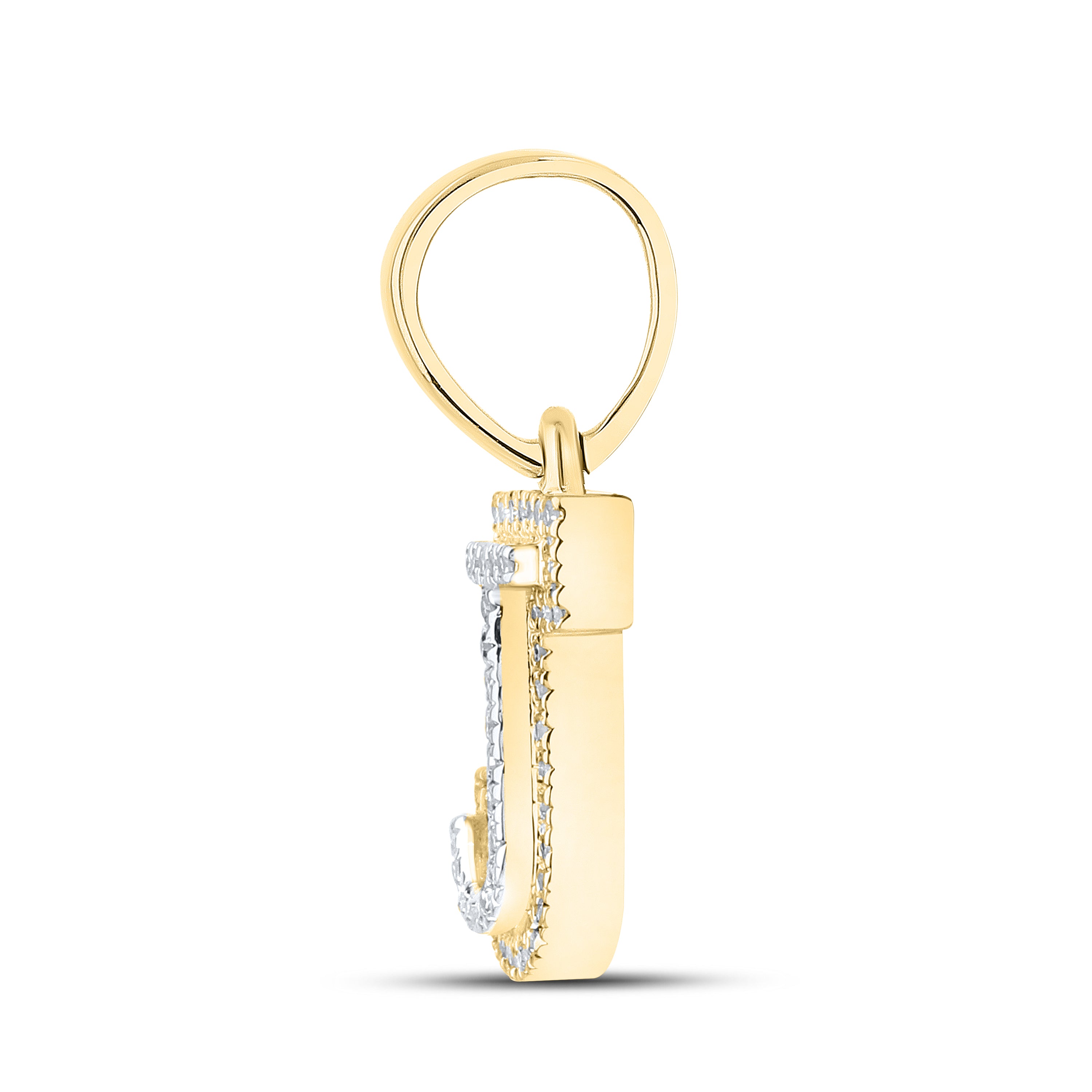 10kt yellow gold 0.10 ctw Diamond Initial J Charm