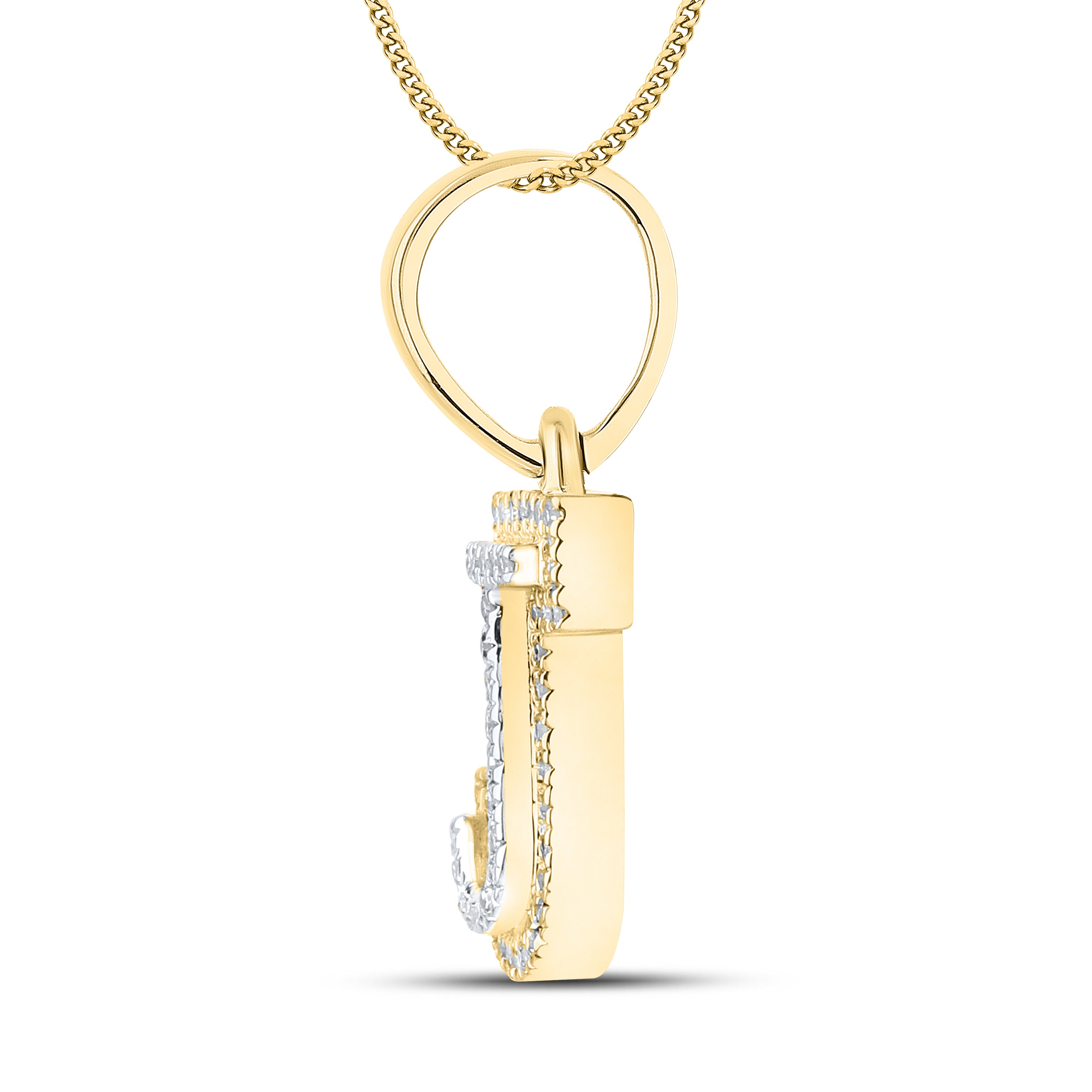 10kt yellow gold 0.10 ctw Diamond Initial J Charm