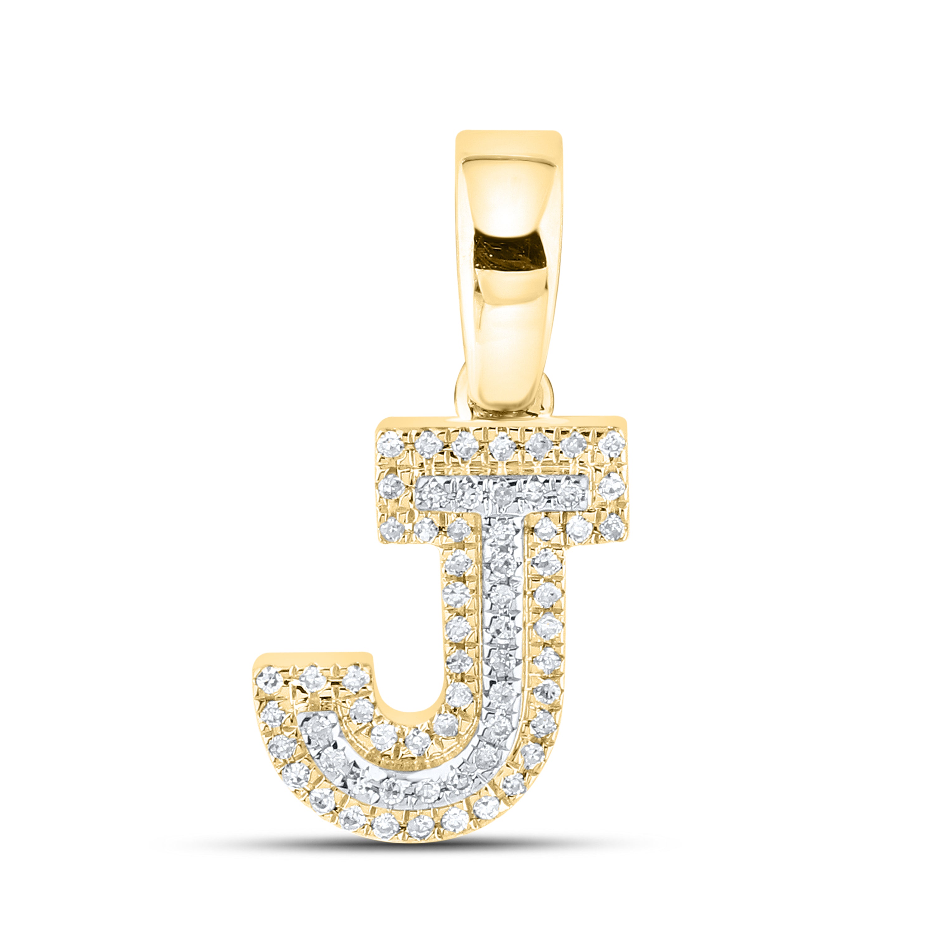 10kt yellow gold 0.10 ctw Diamond Initial J Charm