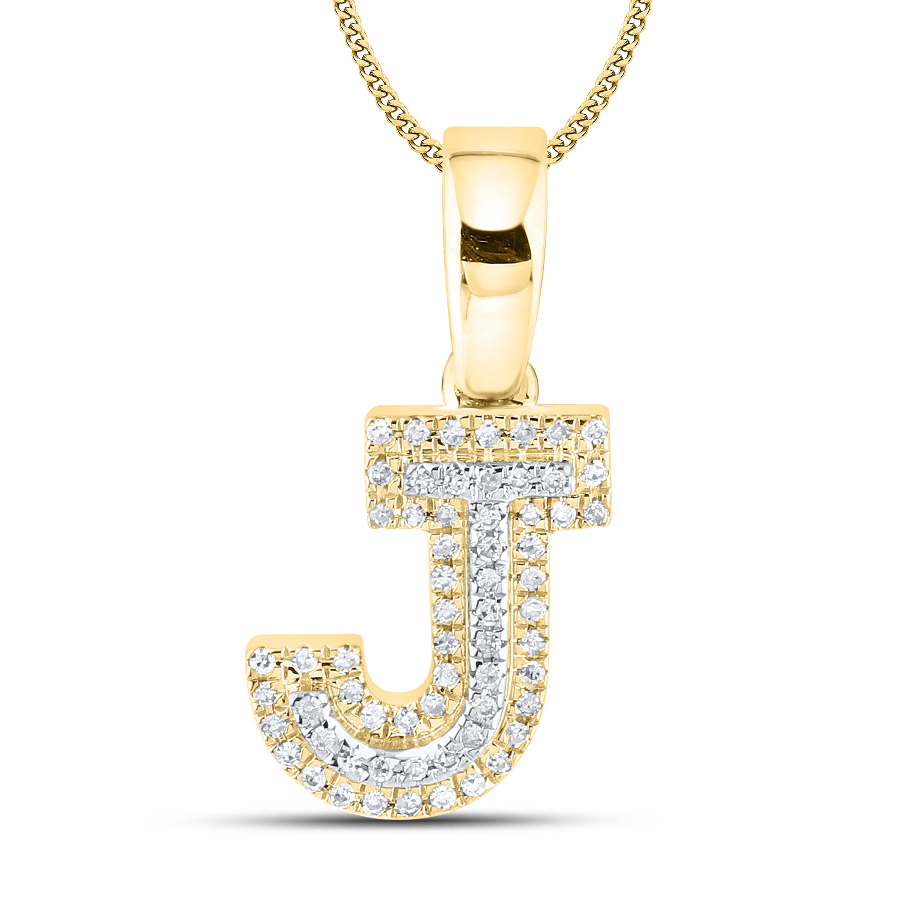 10kt yellow gold 0.10 ctw Diamond Initial J Charm