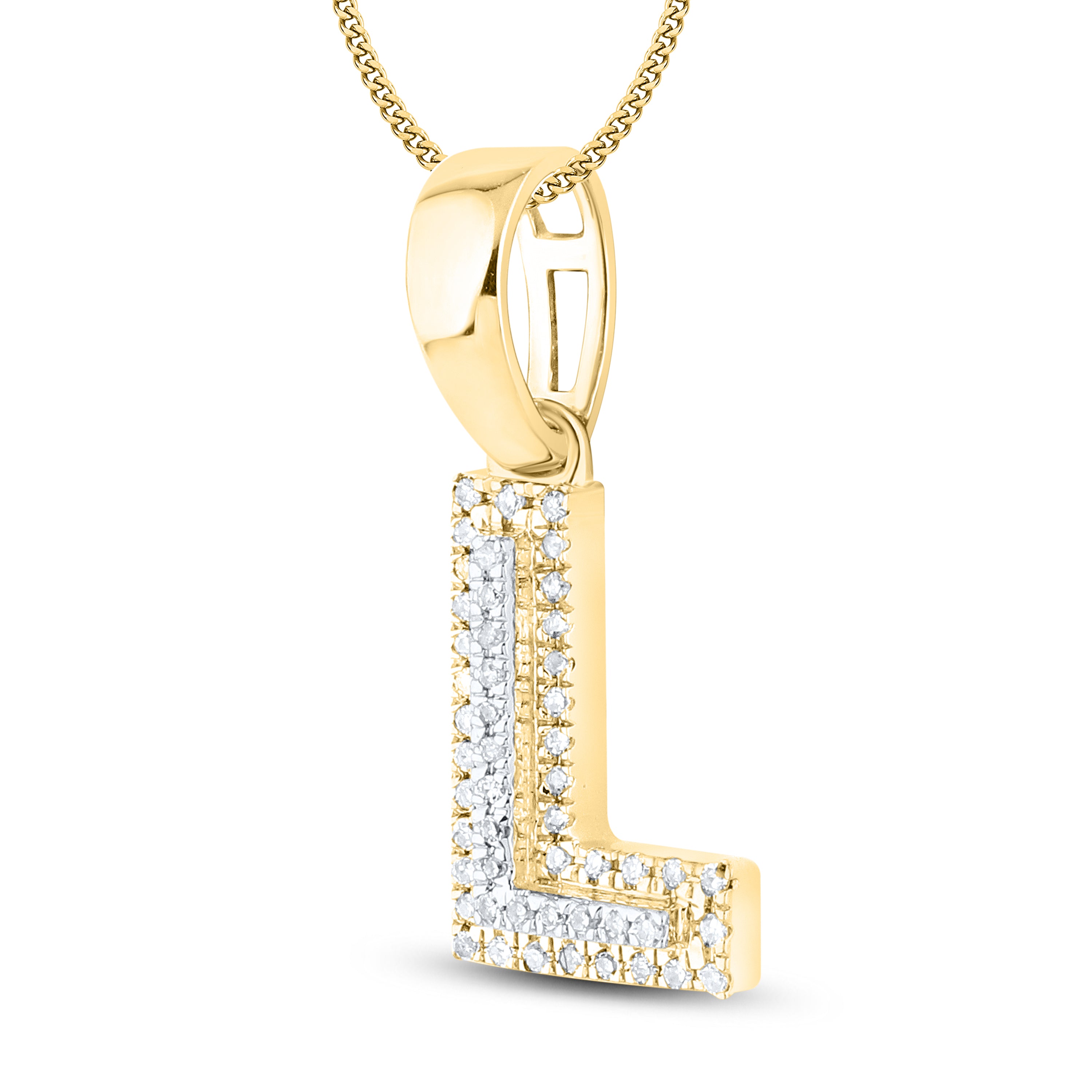 10kt yellow gold 0.08 ctw Diamond Initial L Charm