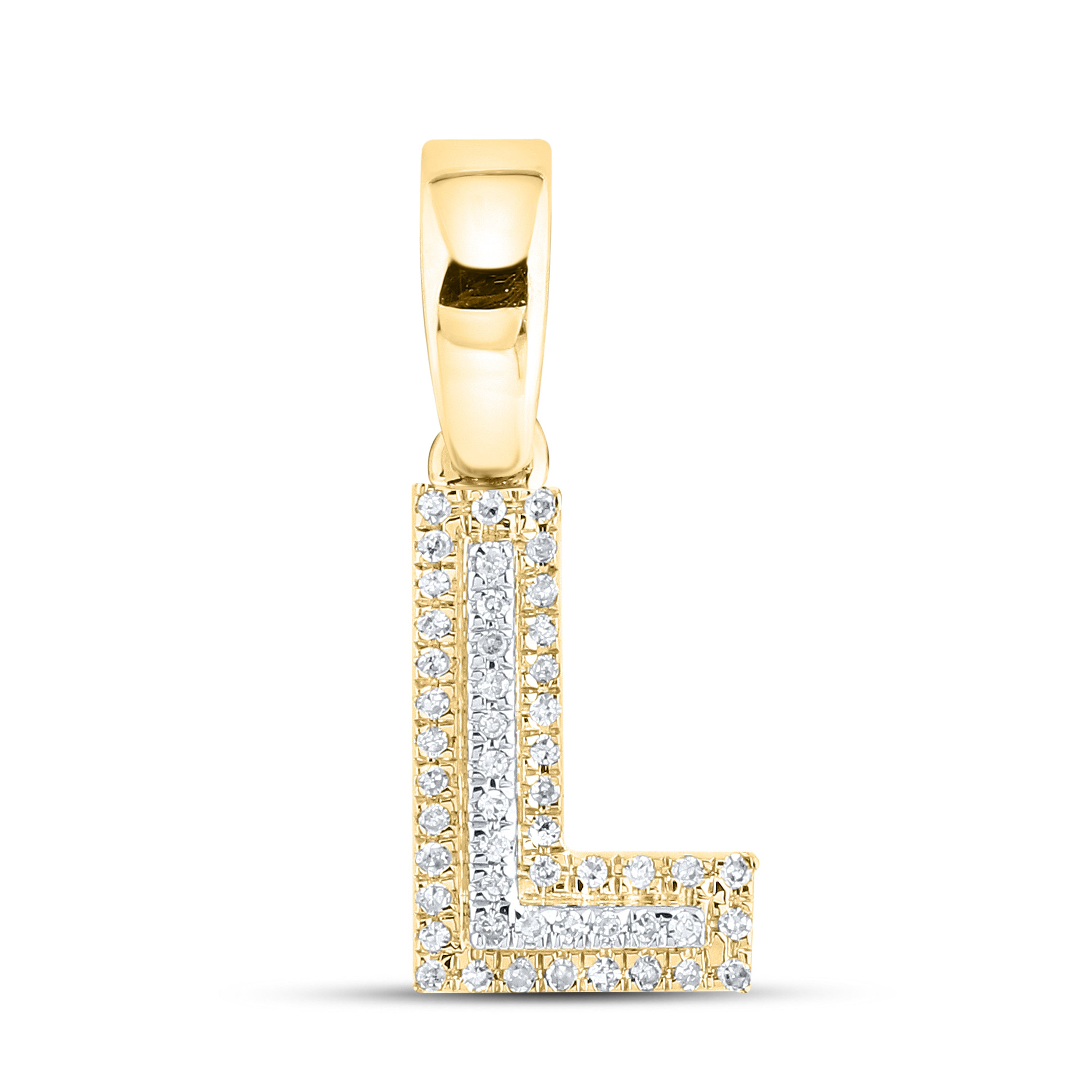 10kt yellow gold 0.08 ctw Diamond Initial L Charm