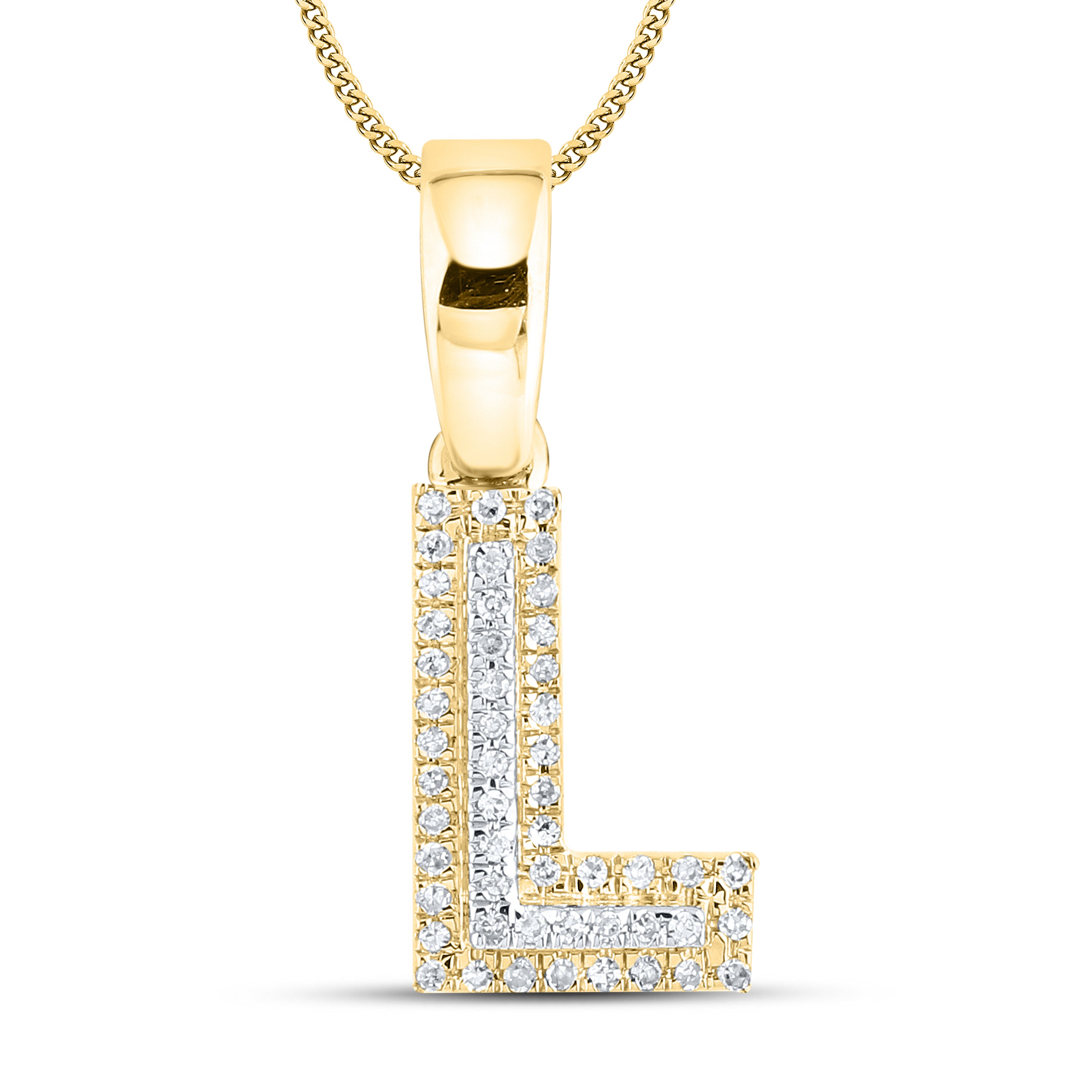 10kt yellow gold 0.08 ctw Diamond Initial L Charm