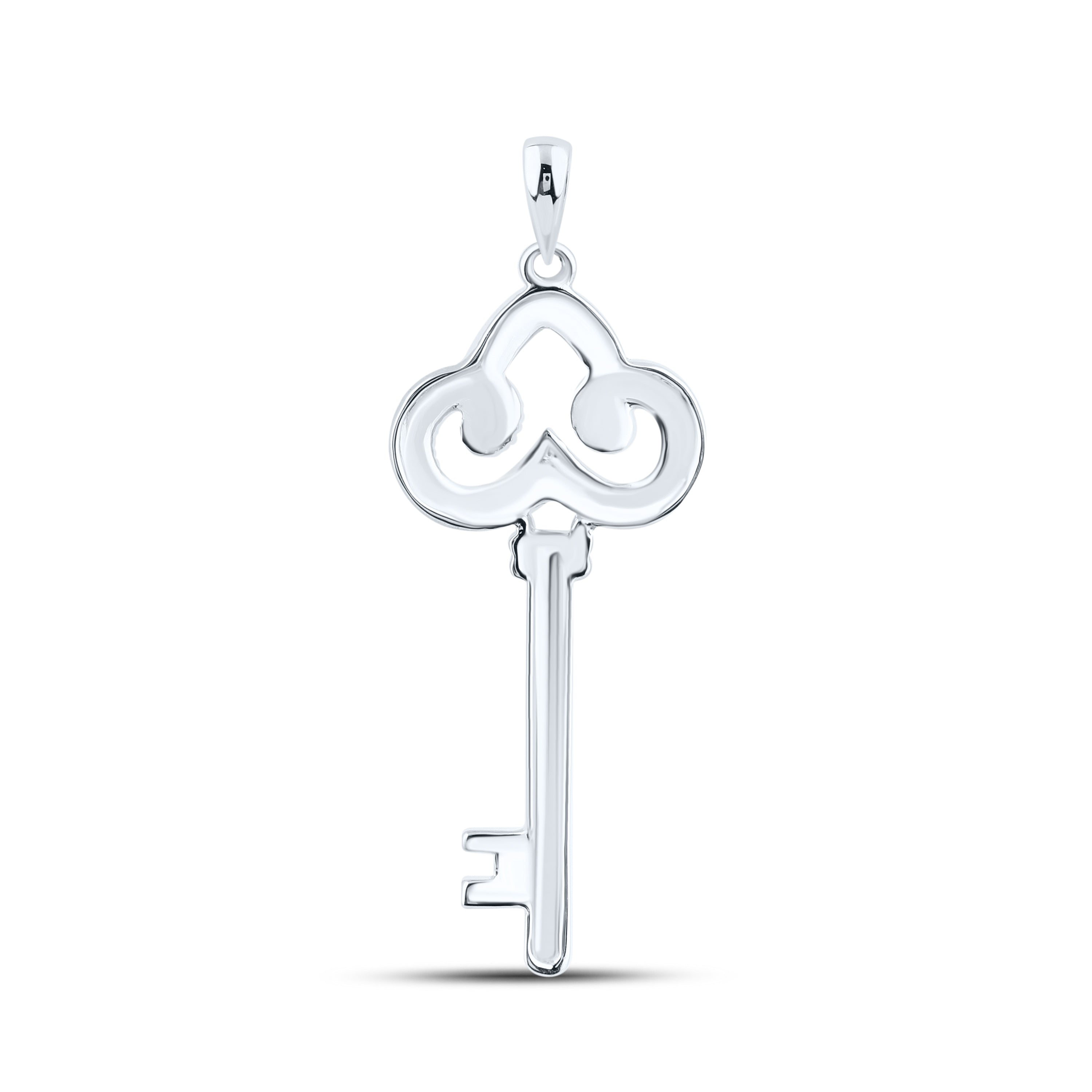 10kt White Gold 0.02 CTW Diamond Key Pendant