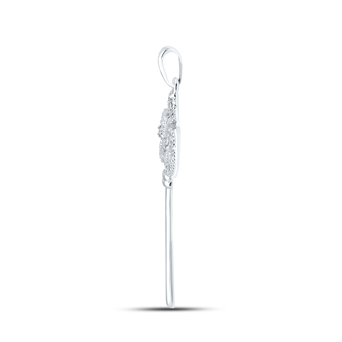 10kt White Gold 0.02 CTW Diamond Key Pendant