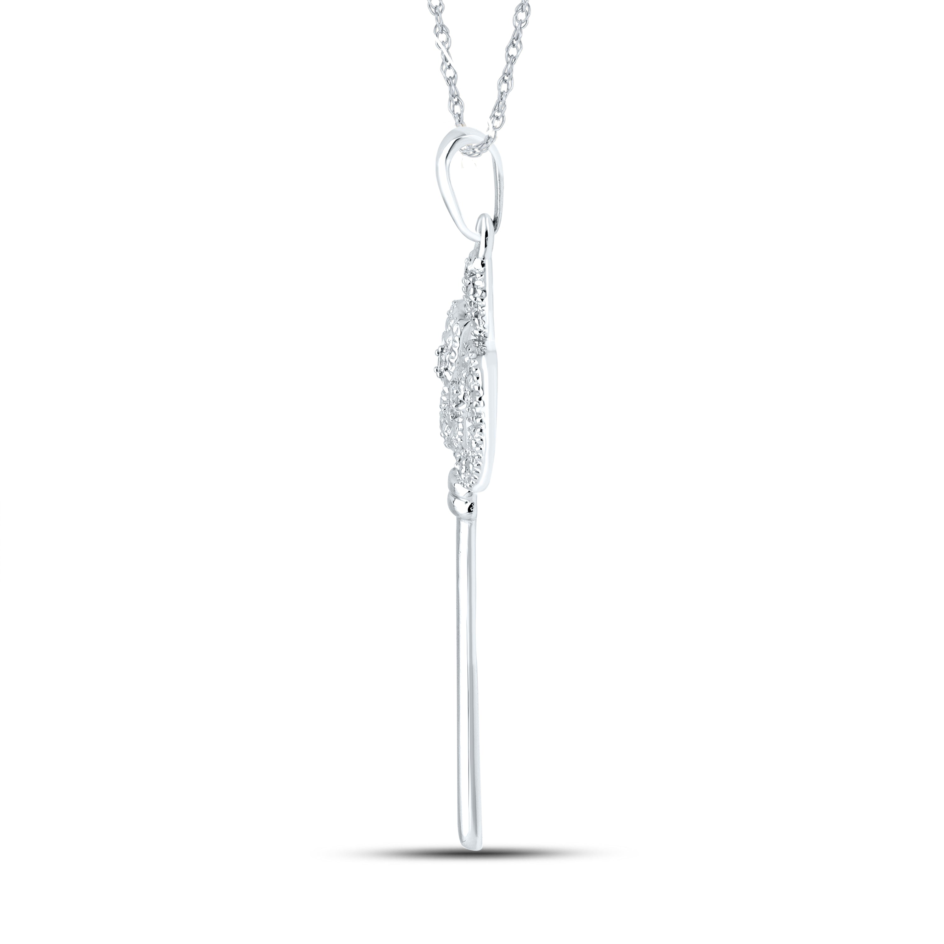 10kt White Gold 0.02 CTW Diamond Key Pendant