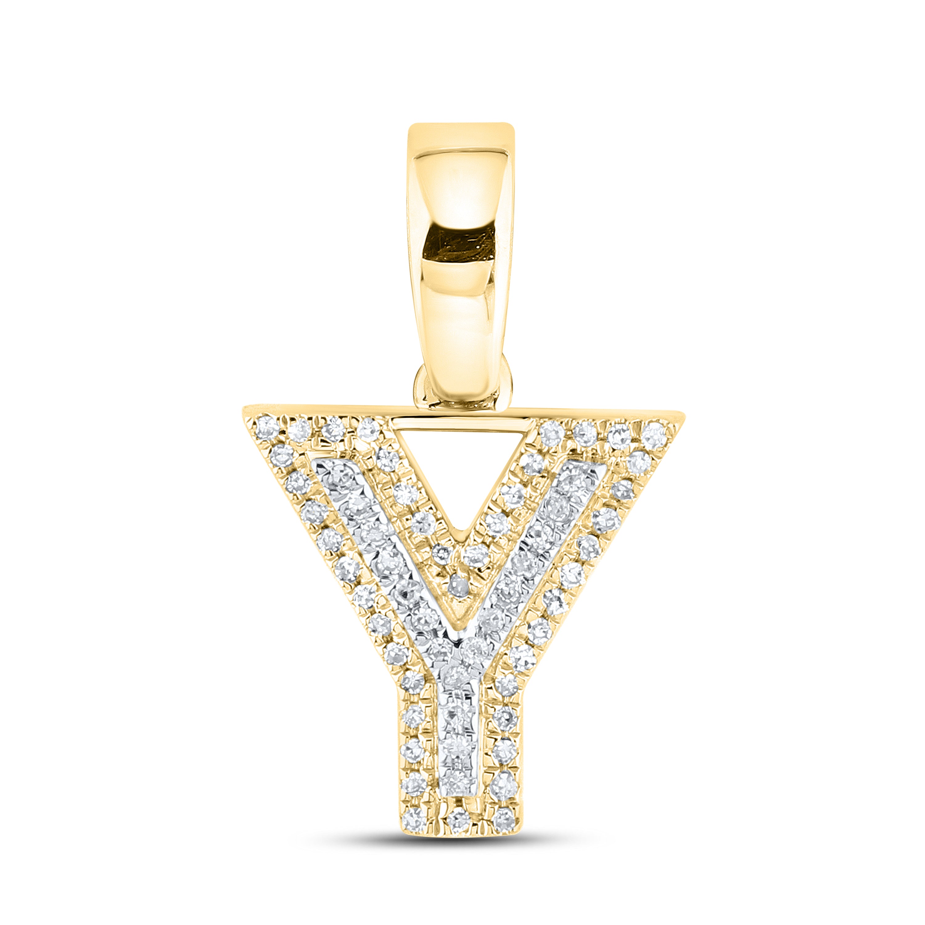 10kt yellow gold 0.10 ctw Diamond Initial Y Charm