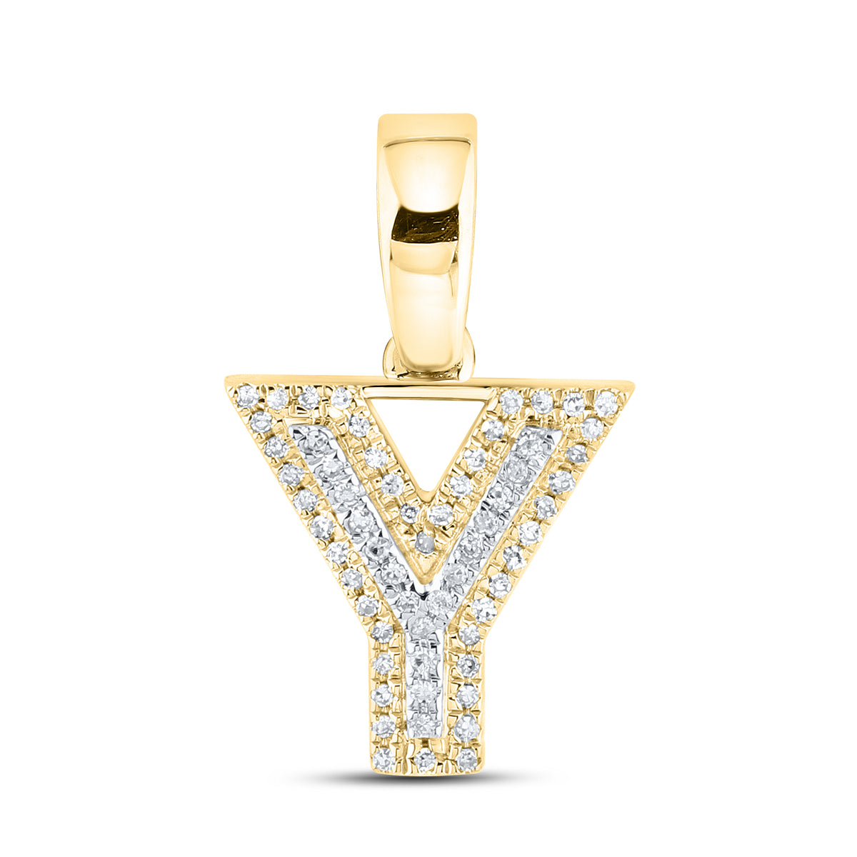 10kt yellow gold 0.10 ctw Diamond Initial Y Charm