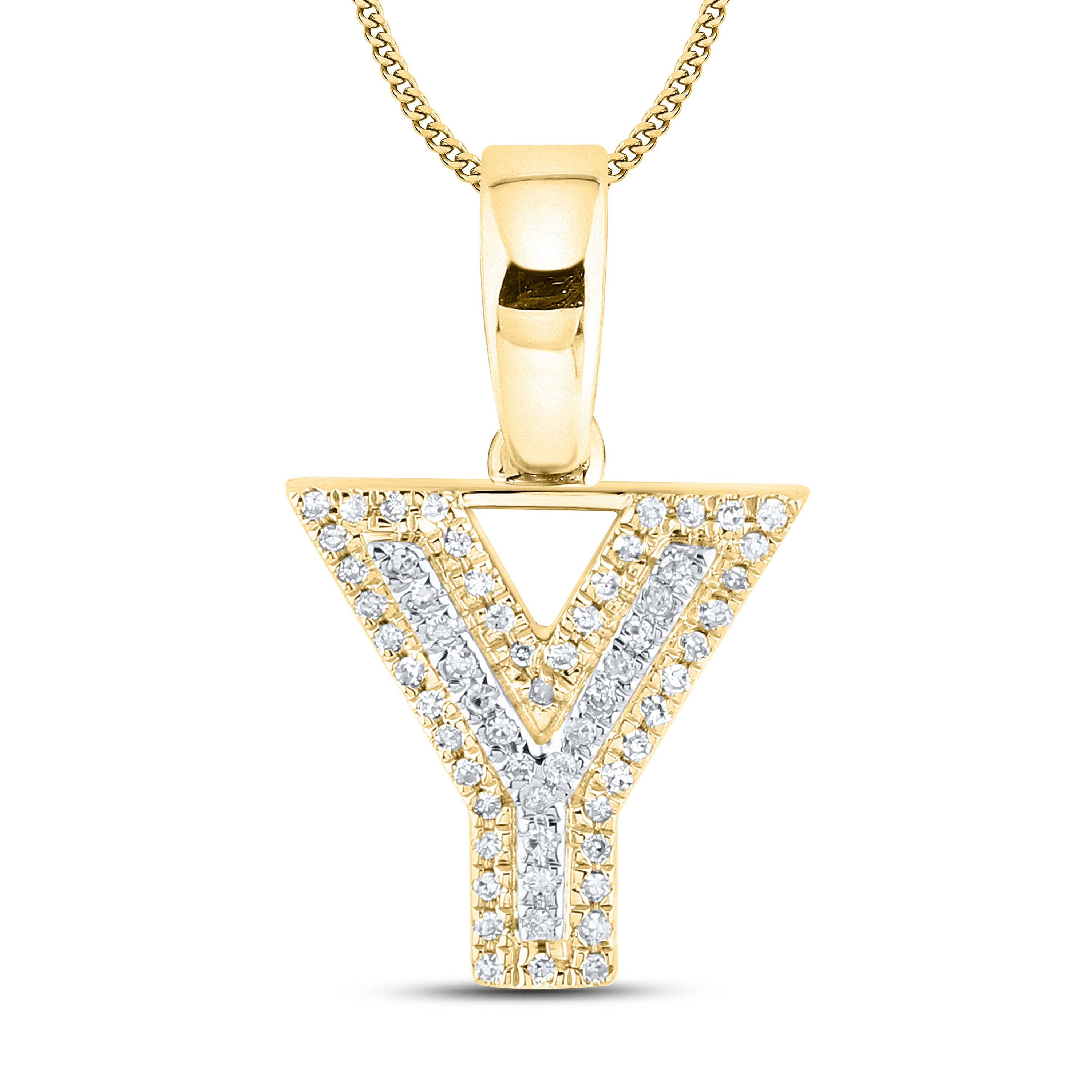 10kt yellow gold 0.10 ctw Diamond Initial Y Charm