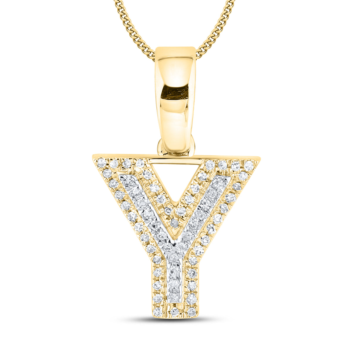 10kt yellow gold 0.10 ctw Diamond Initial Y Charm
