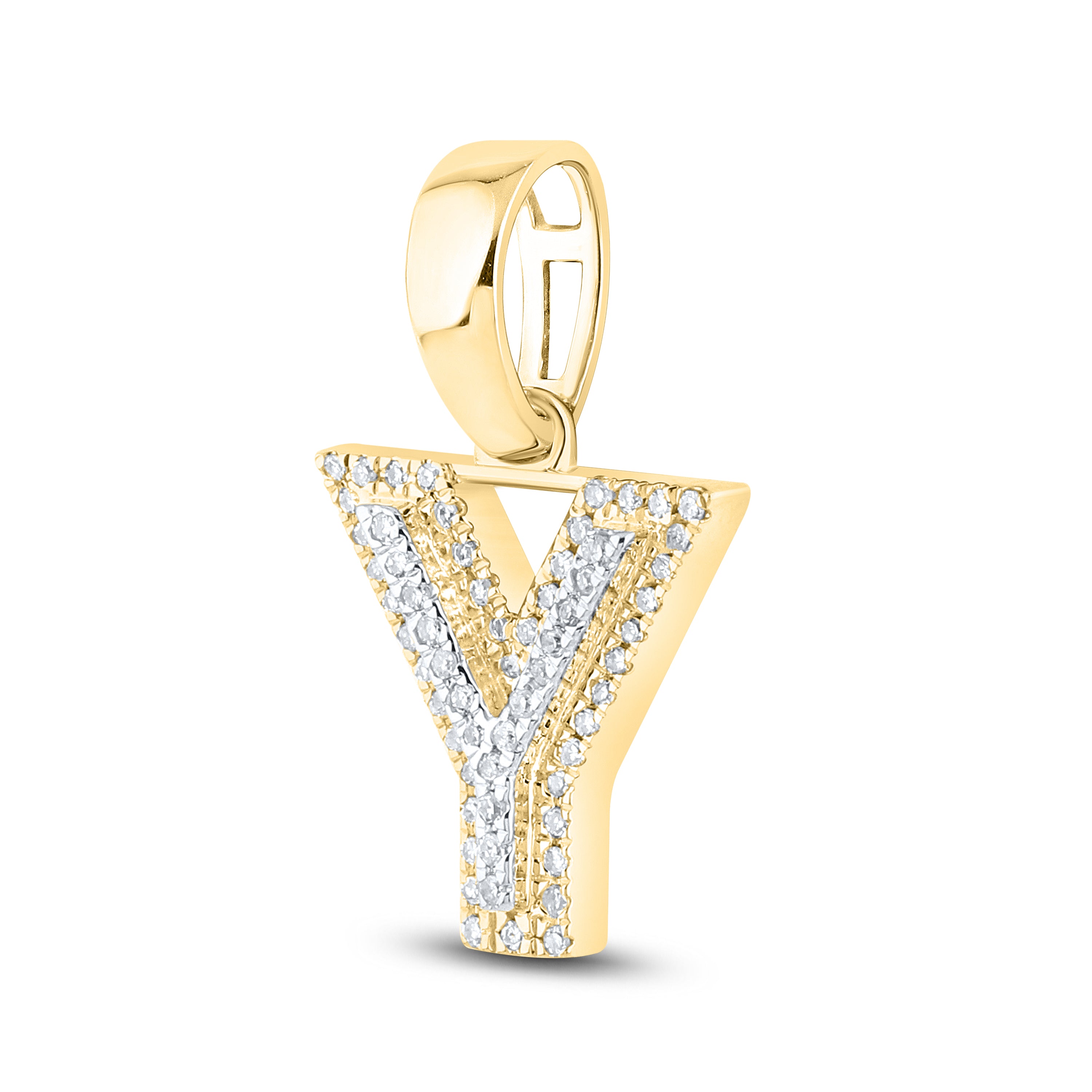 10kt yellow gold 0.10 ctw Diamond Initial Y Charm