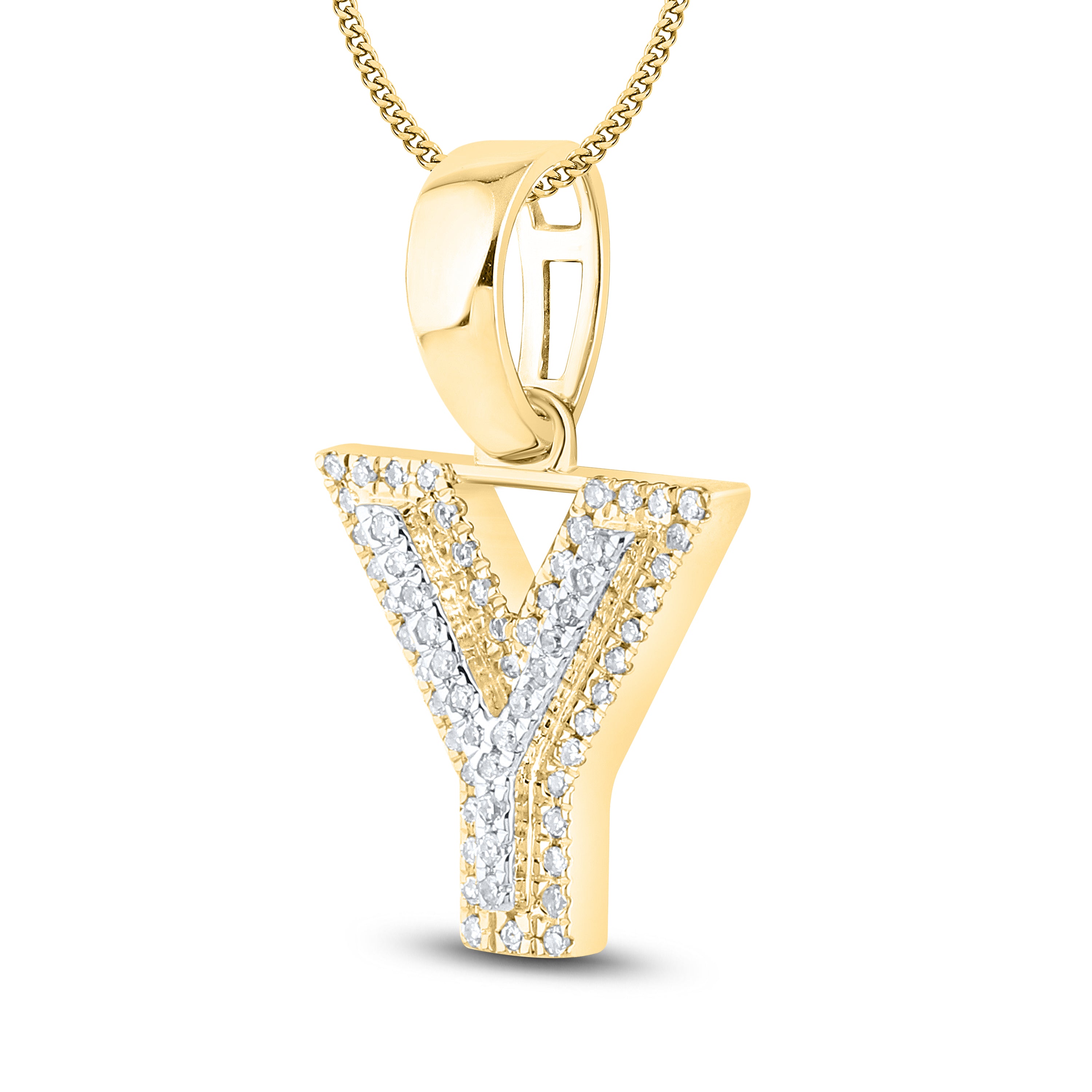 10kt yellow gold 0.10 ctw Diamond Initial Y Charm