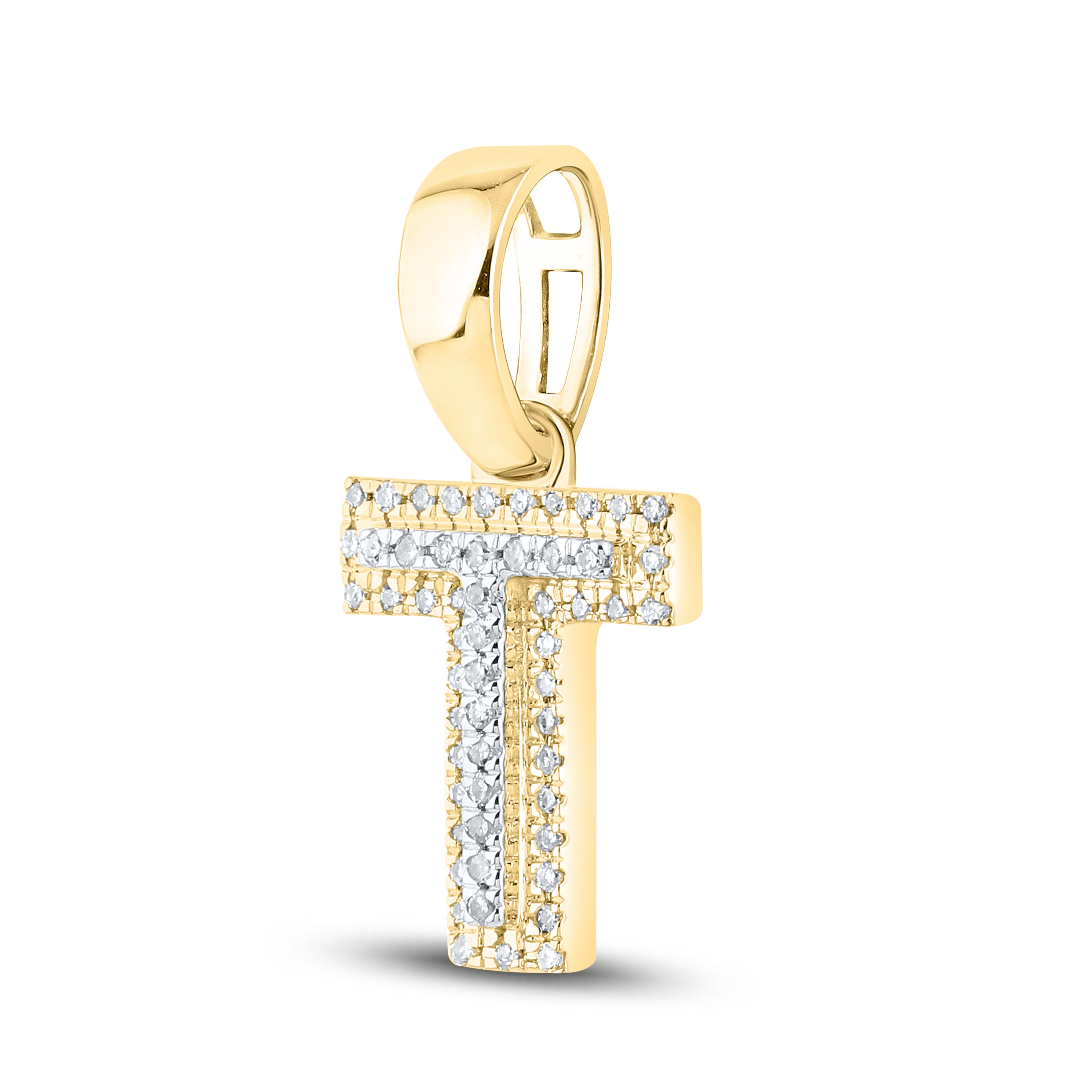 10kt yellow gold 0.09 ctw Diamond Initial T Charm