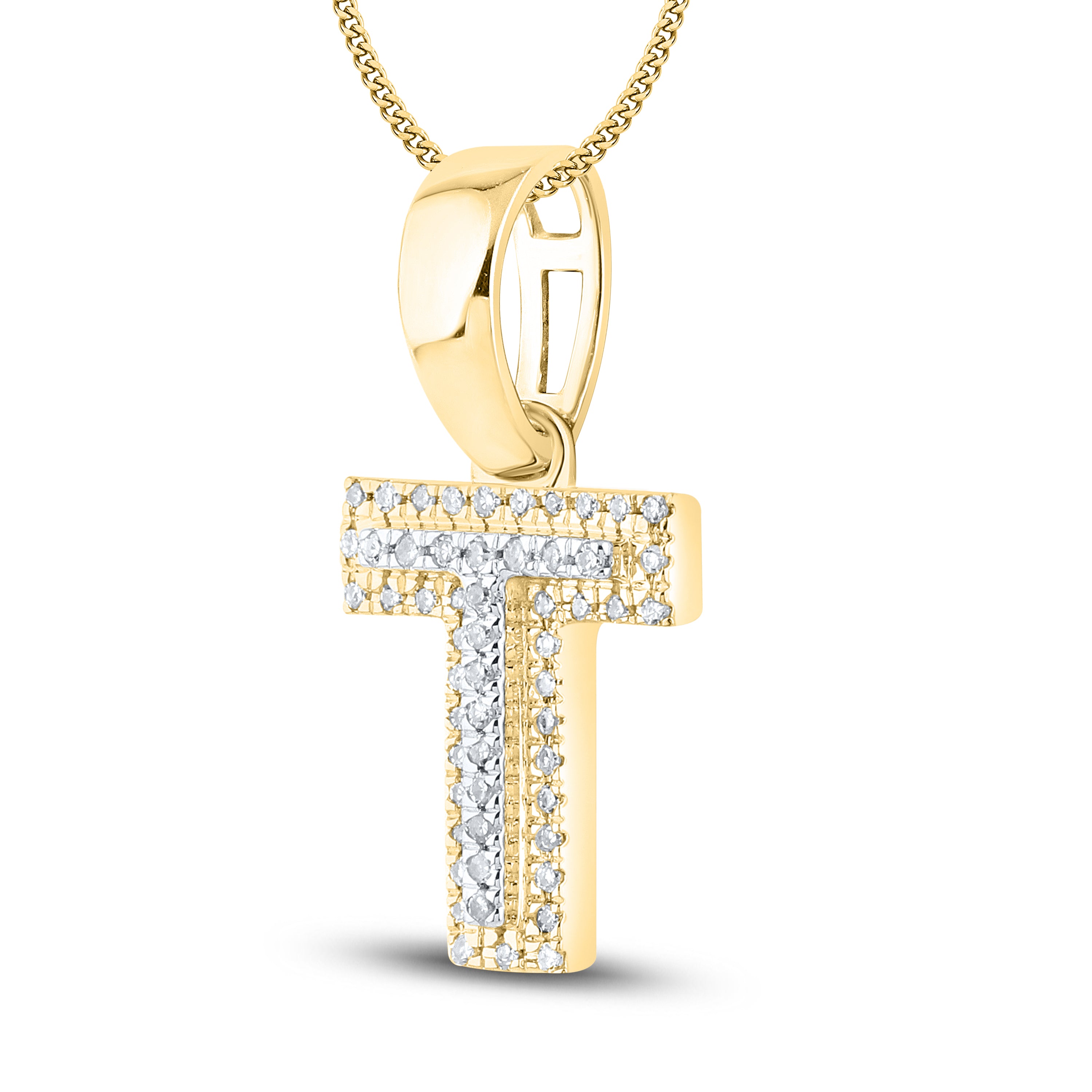 10kt yellow gold 0.09 ctw Diamond Initial T Charm