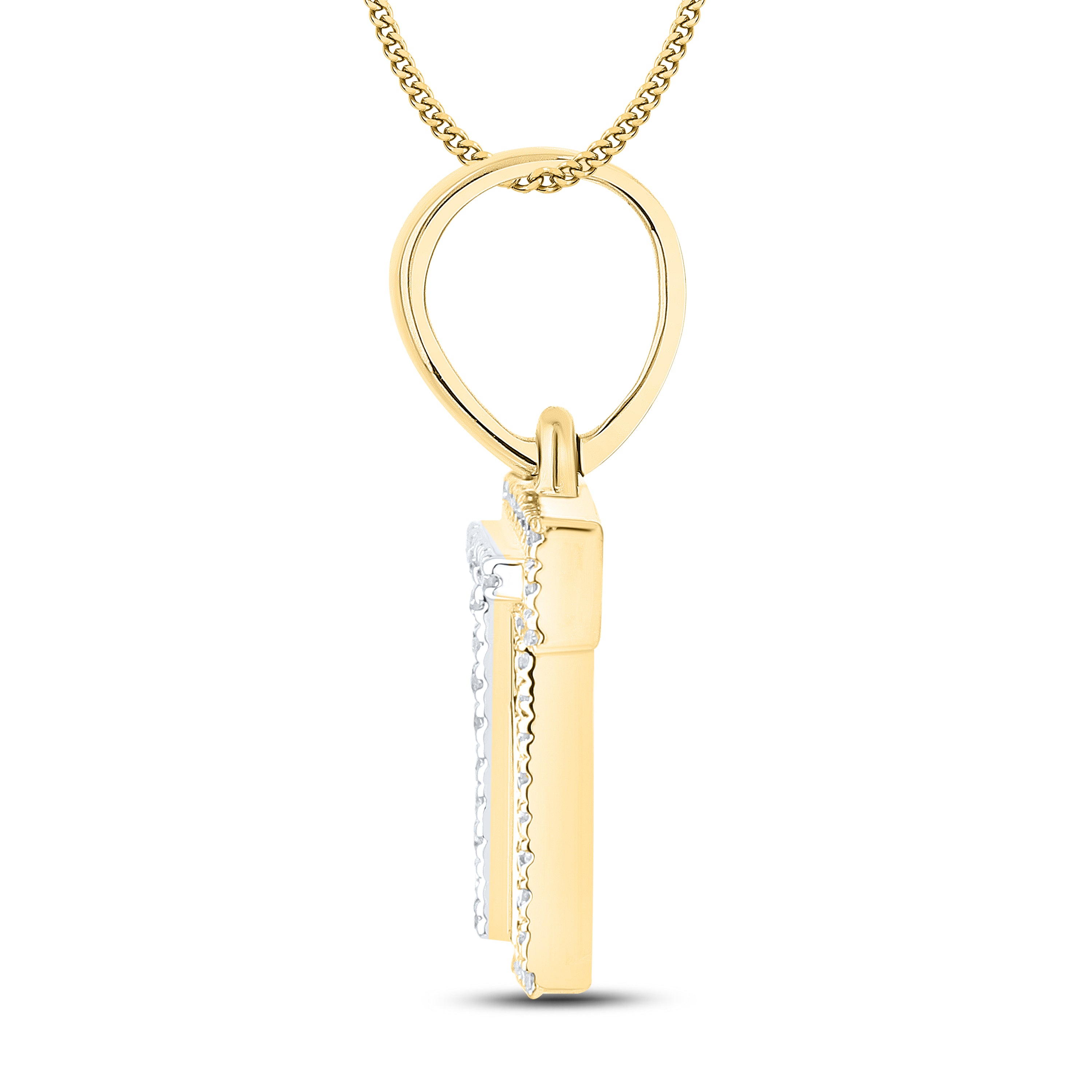 10kt yellow gold 0.09 ctw Diamond Initial T Charm