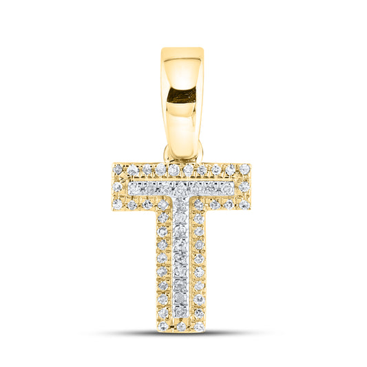10kt yellow gold 0.09 ctw Diamond Initial T Charm