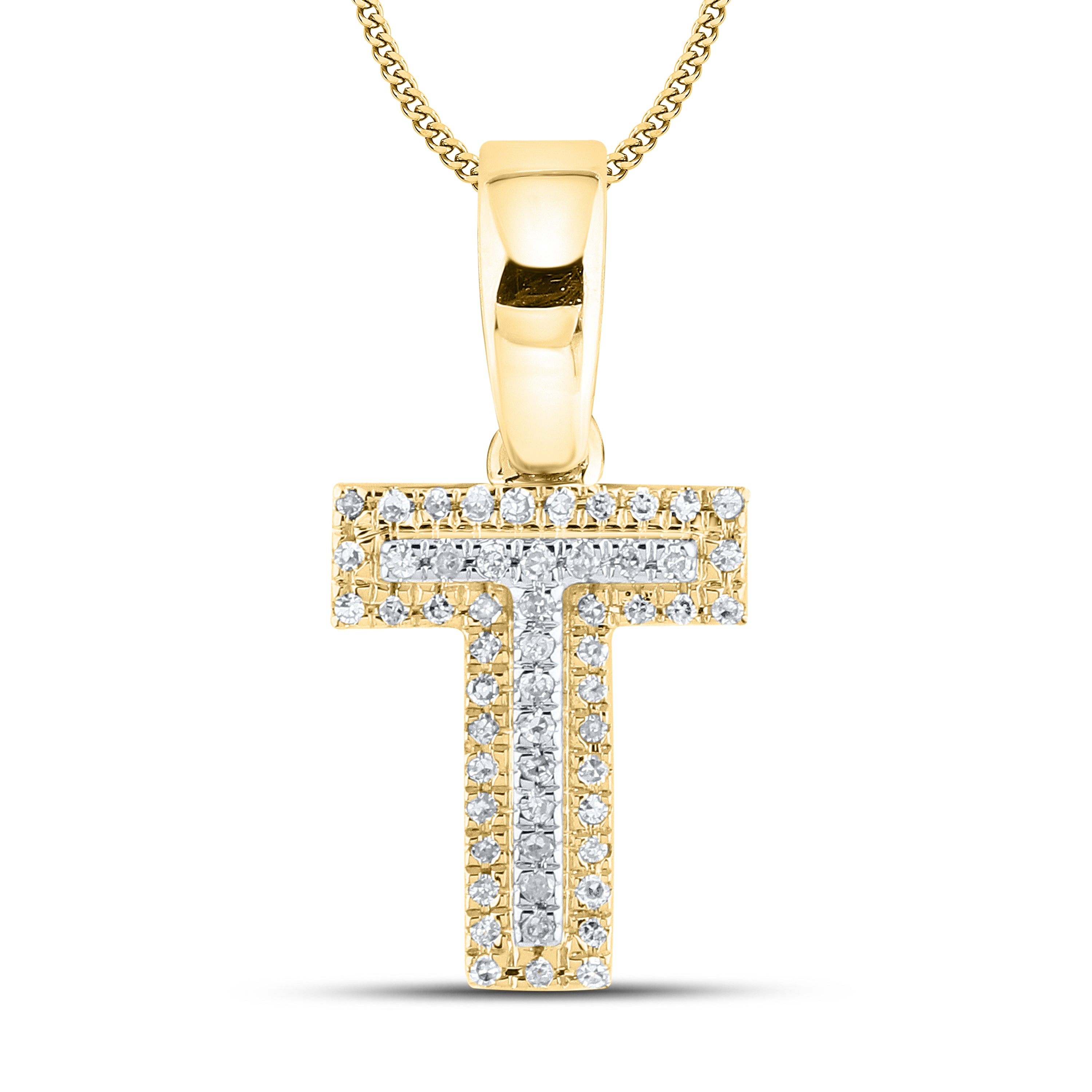 10kt yellow gold 0.09 ctw Diamond Initial T Charm