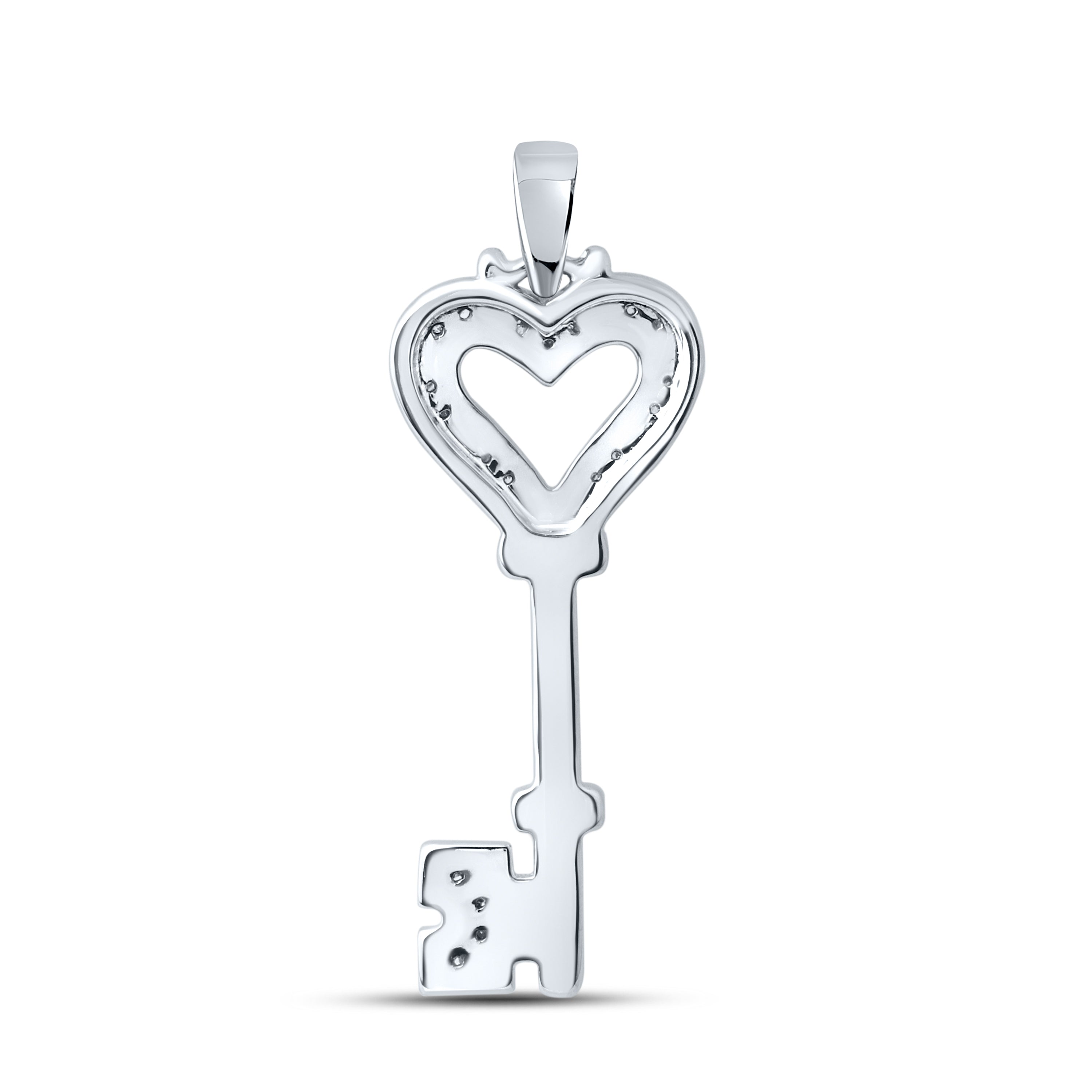 10kt White Gold 0.05 CTW Diamond Key Pendant