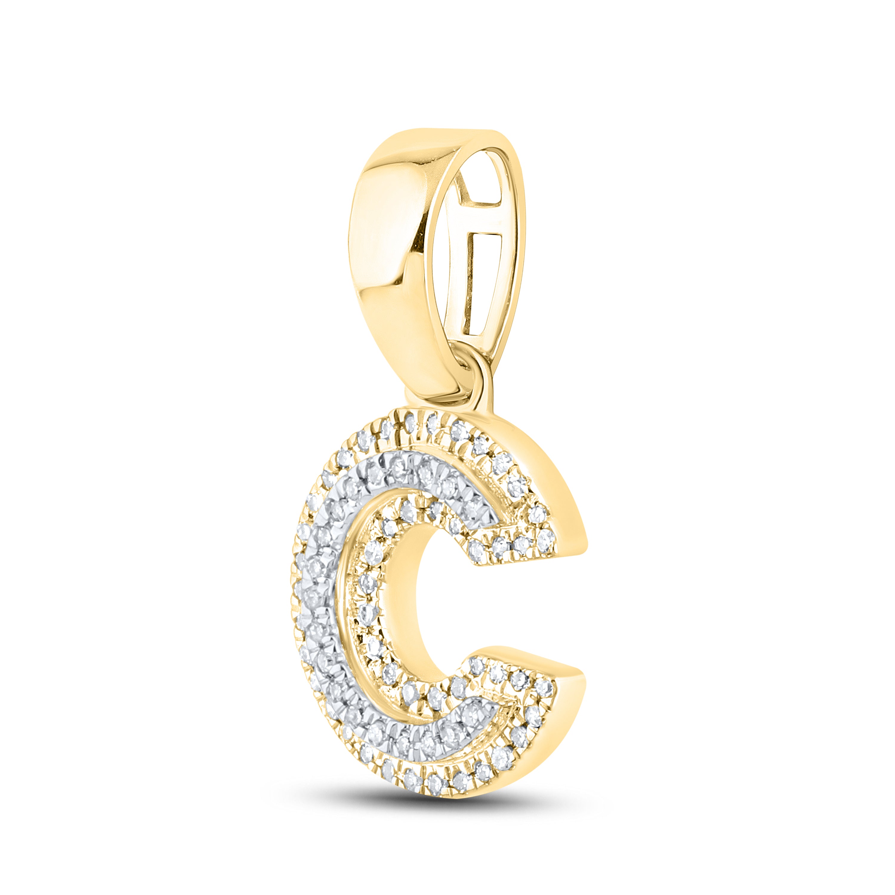 10kt yellow gold 0.11 ctw Diamond Initial C Charm