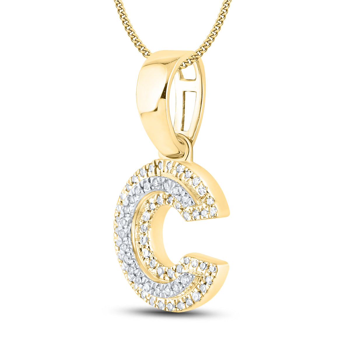 10kt yellow gold 0.11 ctw Diamond Initial C Charm