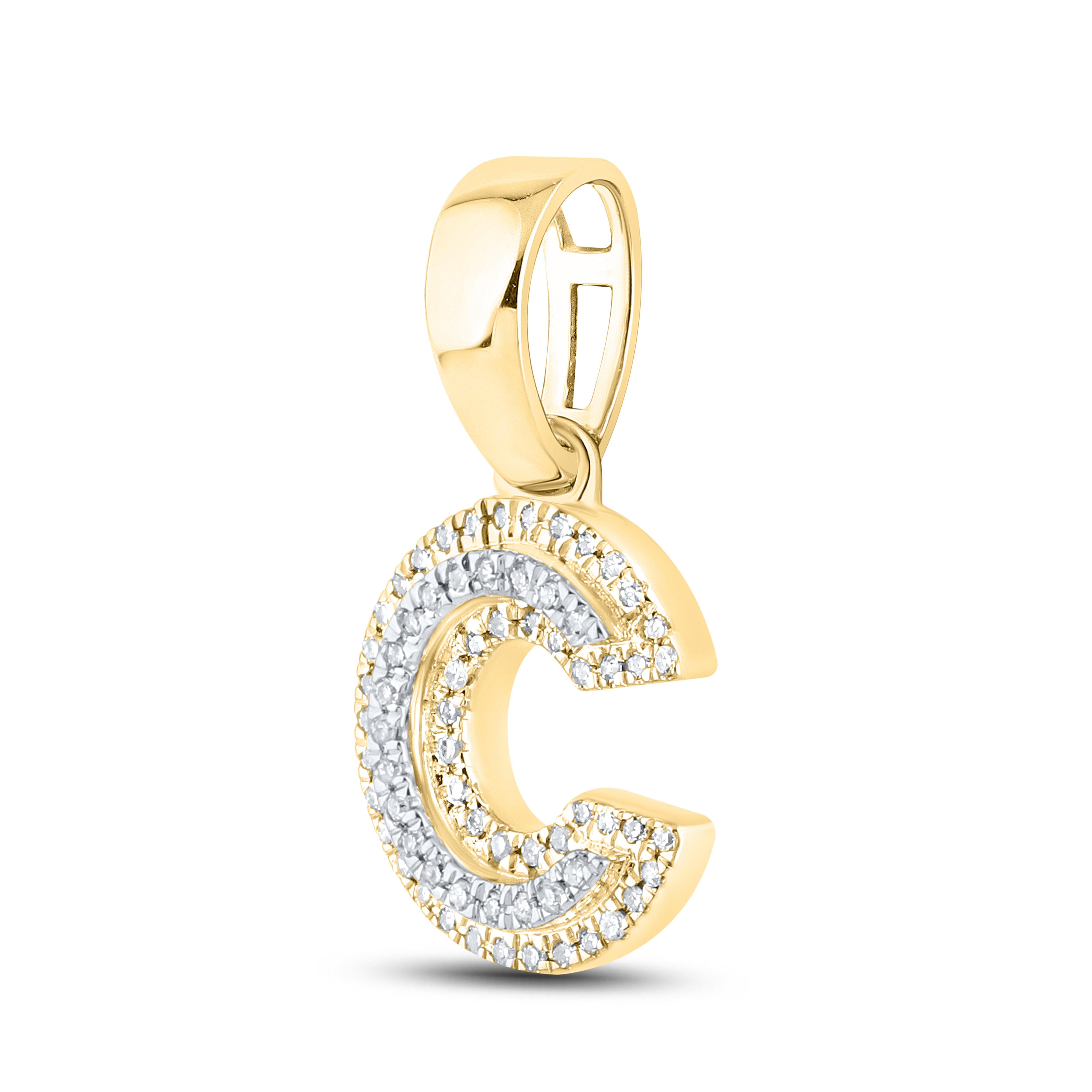 10K Yellow Gold Diamond Initial A–Z Pendant | 0.75″ Letter Charm