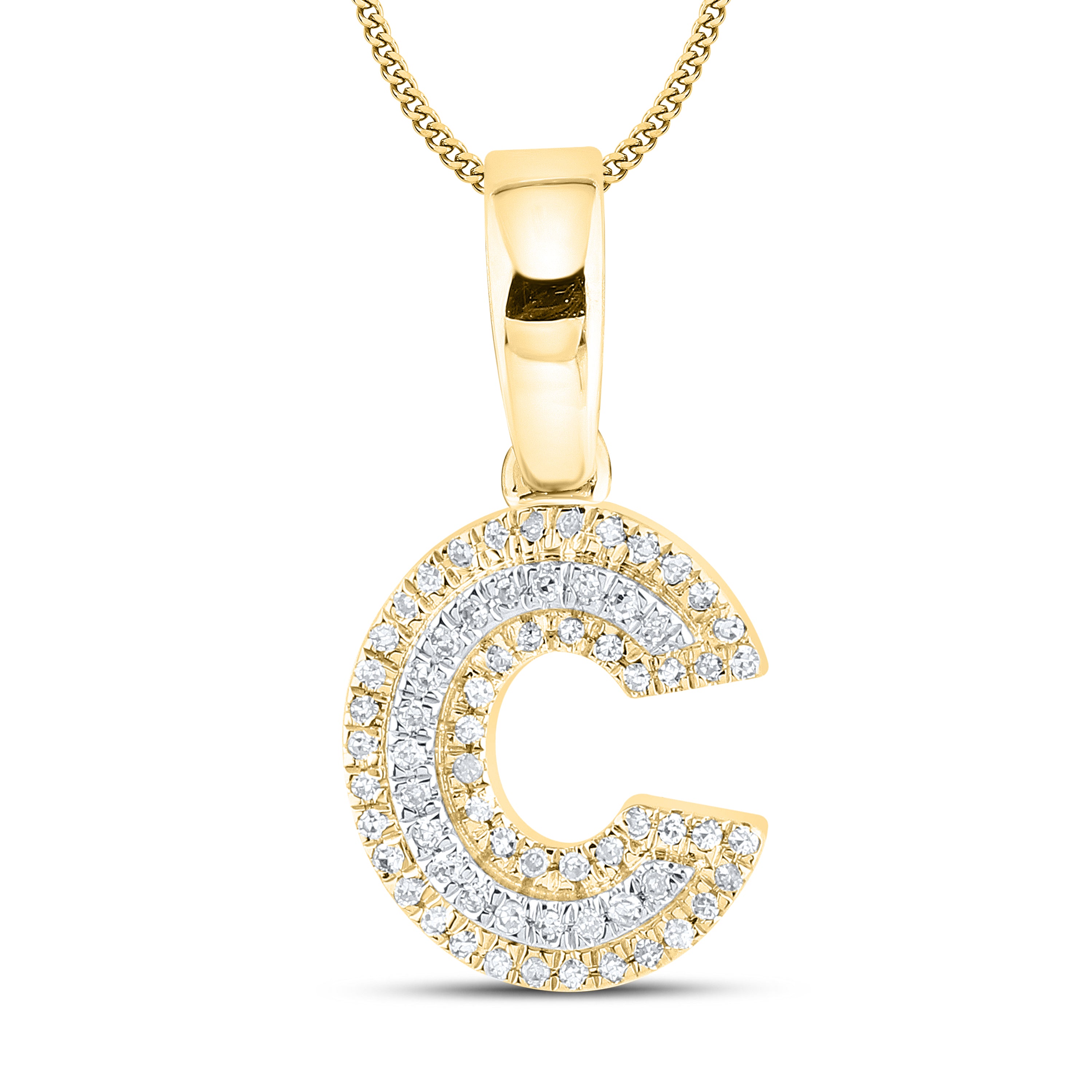 10kt yellow gold 0.11 ctw Diamond Initial C Charm