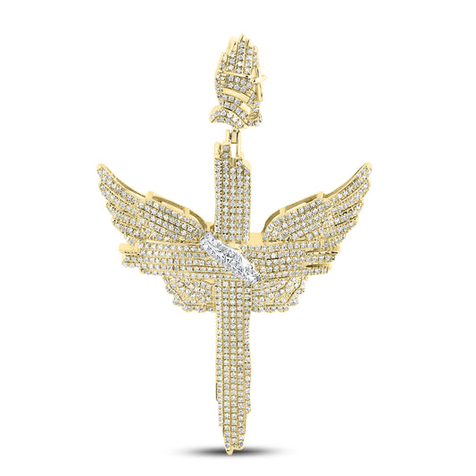 10kt Yellow Gold  0.90 CTW Diamond Cross Charm Pendant