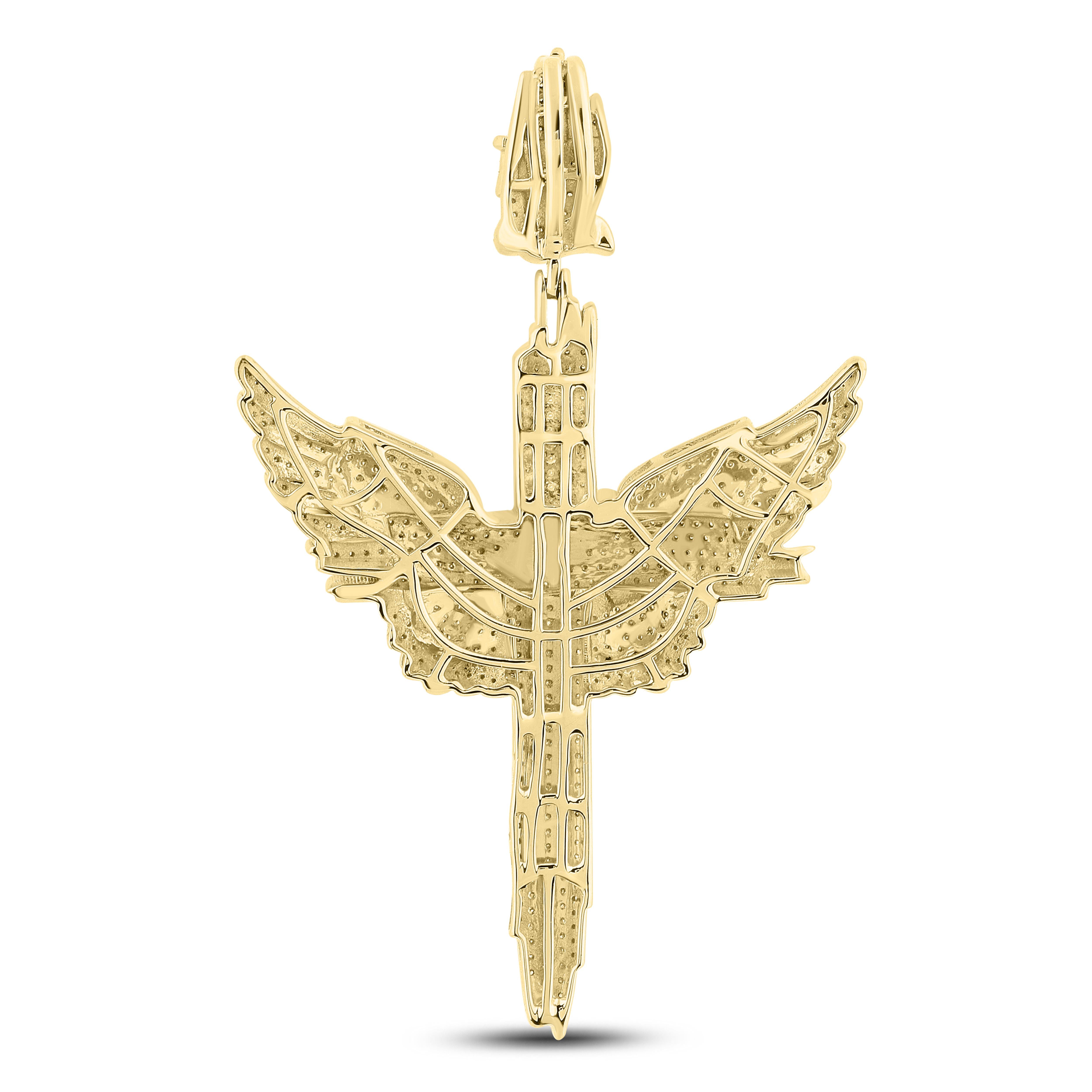 10kt Yellow Gold  0.90 CTW Diamond Cross Charm Pendant