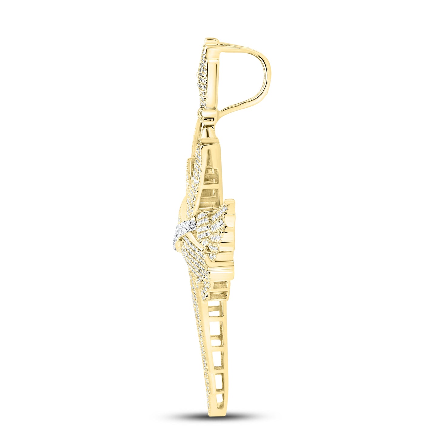 10kt Yellow Gold  0.90 CTW Diamond Cross Charm Pendant