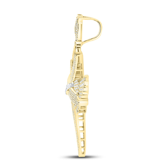 10kt Yellow Gold  0.90 CTW Diamond Cross Charm Pendant