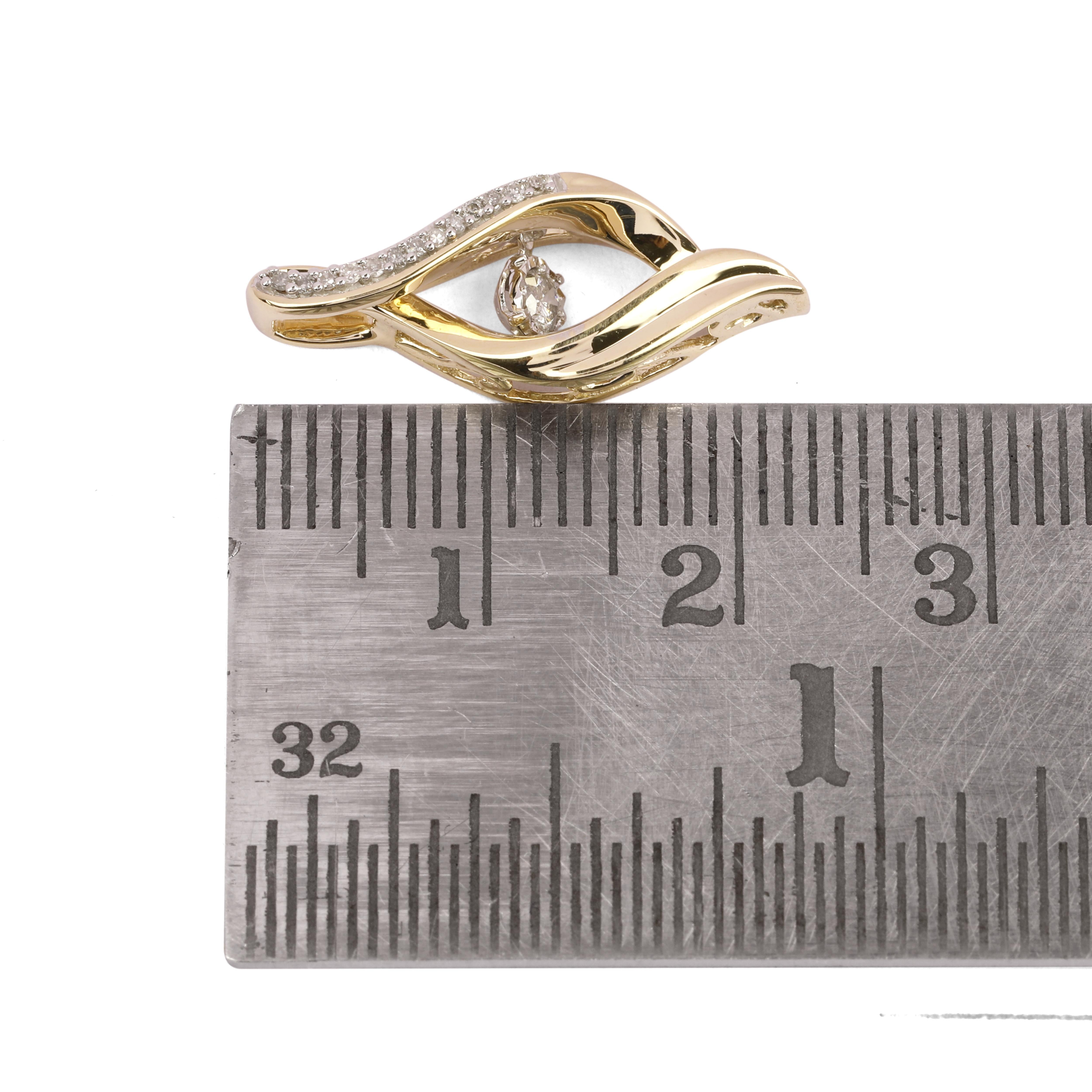 10K Yellow Gold 0.10 CTW Diamond Pendant  with chain