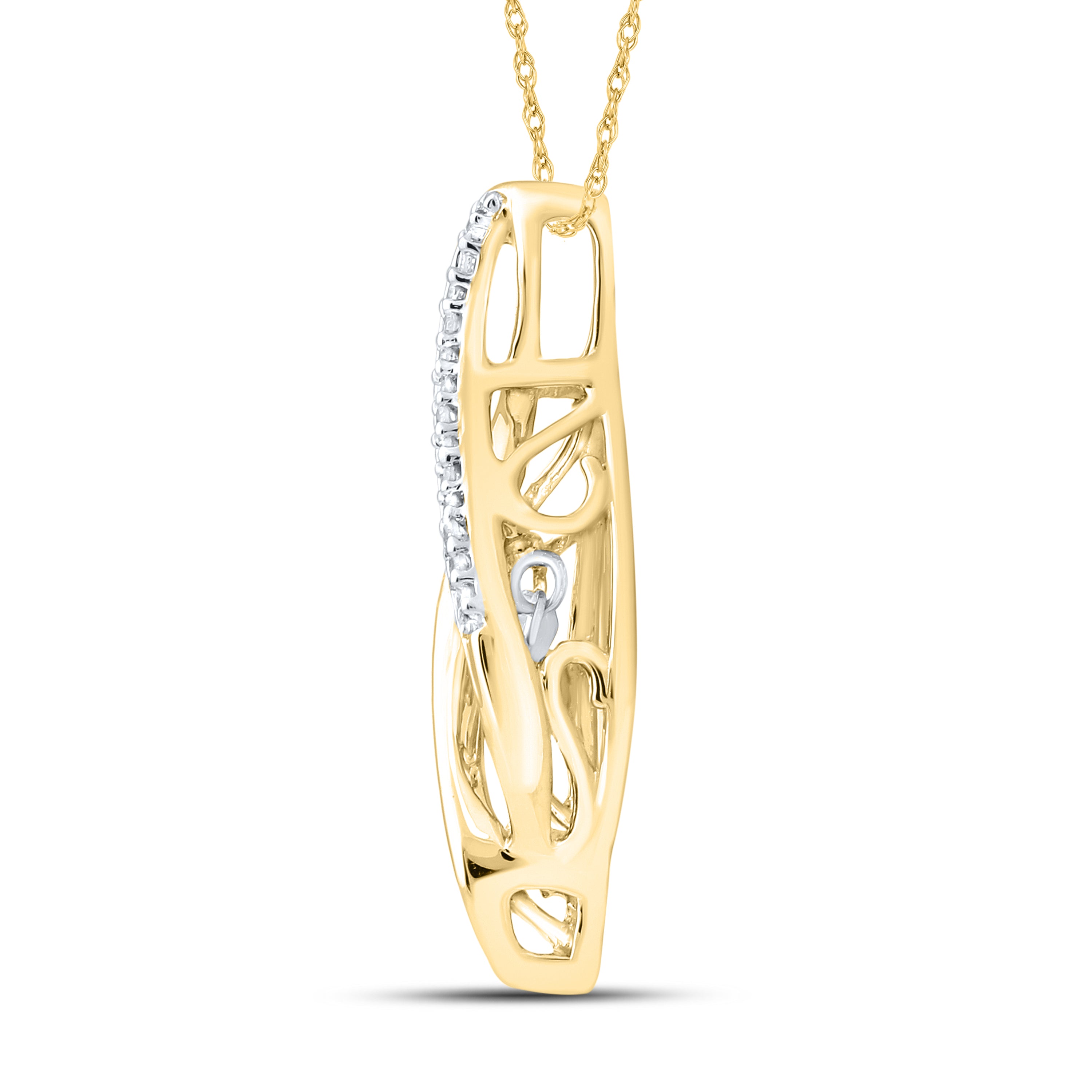 10K Yellow Gold 0.10 CTW Diamond Pendant  with chain